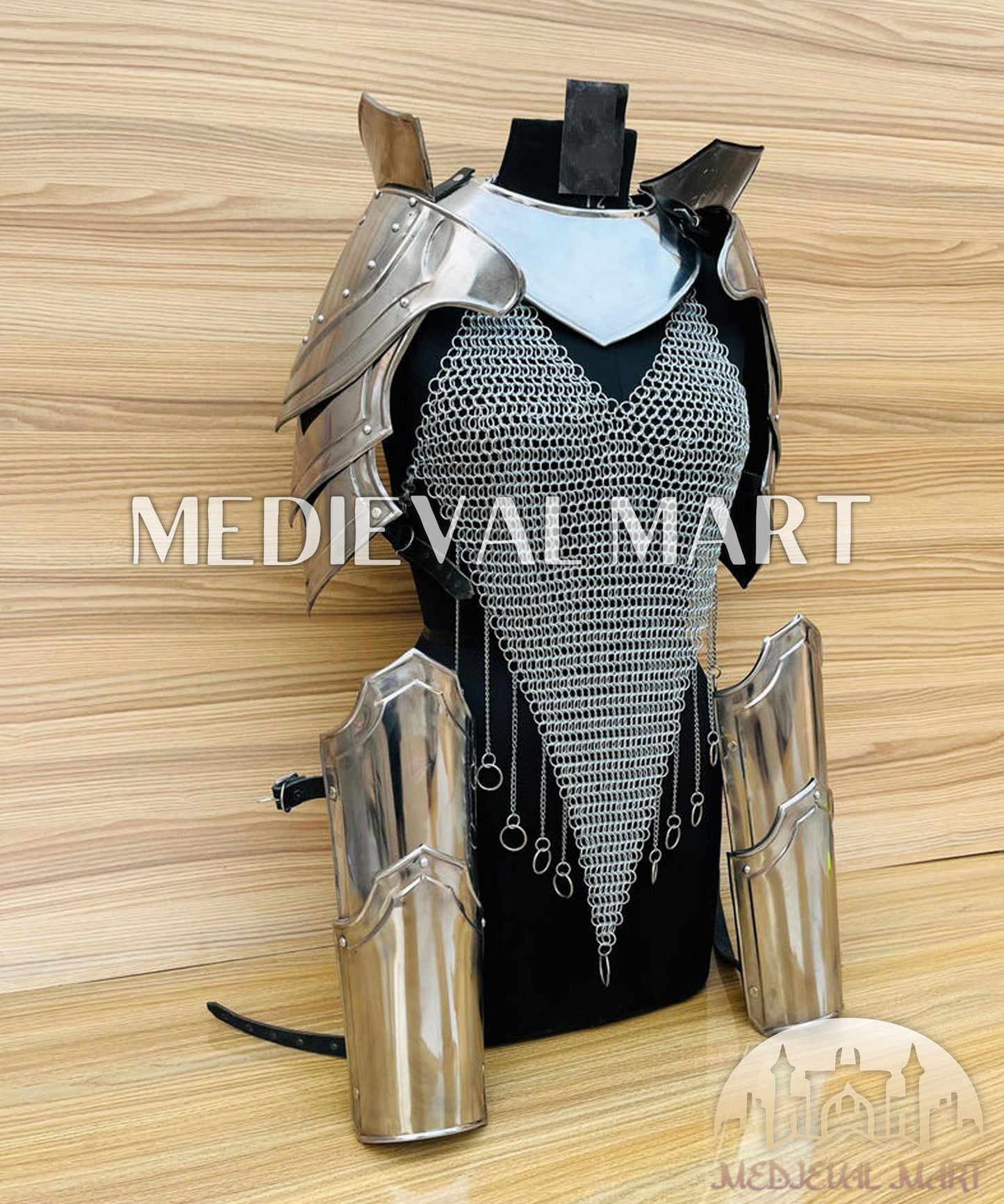 MEDIEVALMART FR Bouclier Viking Iconique Valhalla Noir/Gris – Ivar le Désossé avec Pointes en Fer | Cadeau pour Papa