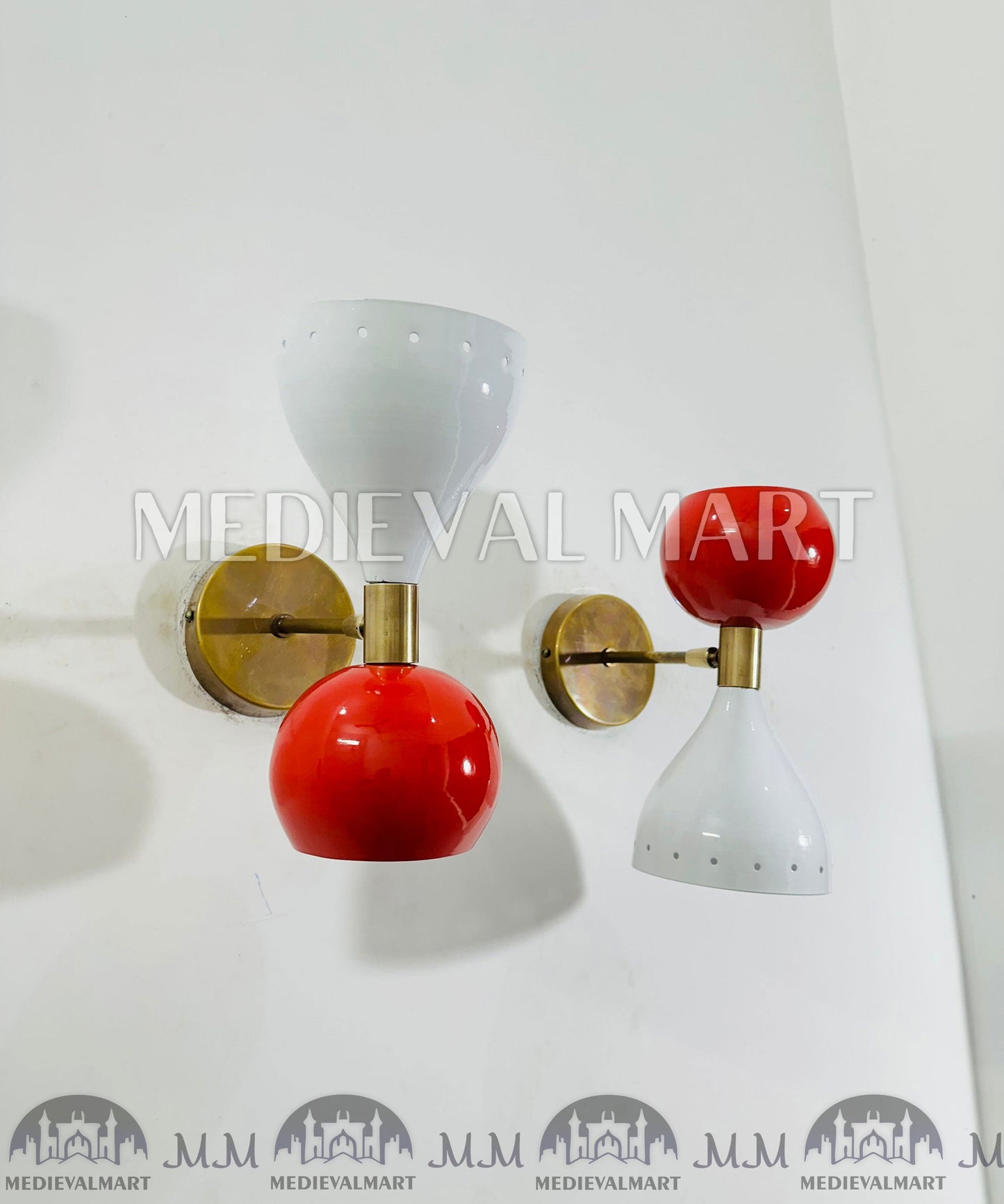 MEDIEVALMART FR Applique Murale À Double Cône En Laiton Marron, Lampe De Coiffeuse Fabriquée À La Main