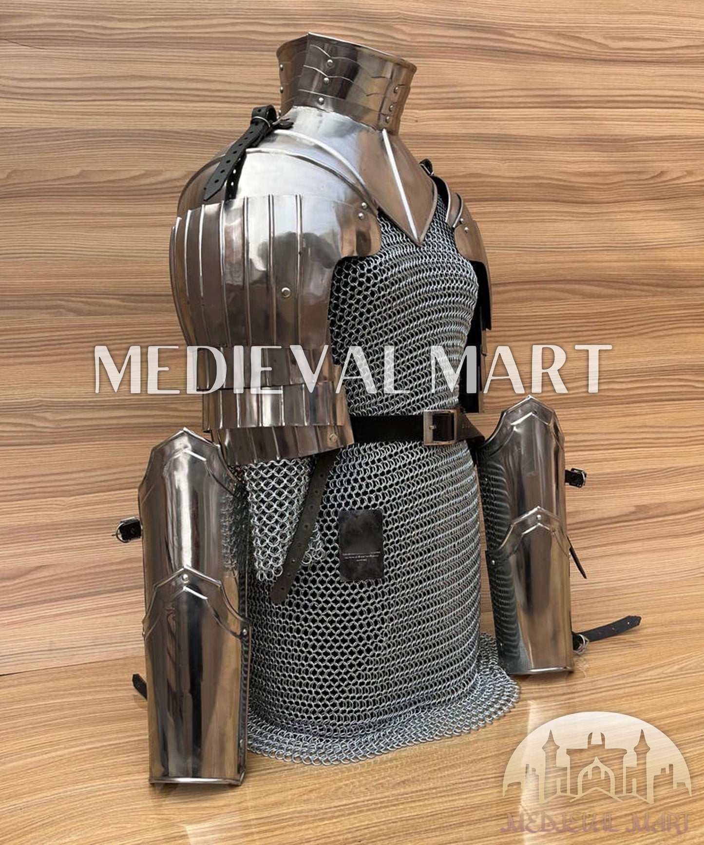 MEDIEVALMART FR Bouclier Viking Iconique Valhalla Noir/Gris – Ivar le Désossé avec Pointes en Fer | Cadeau pour Papa