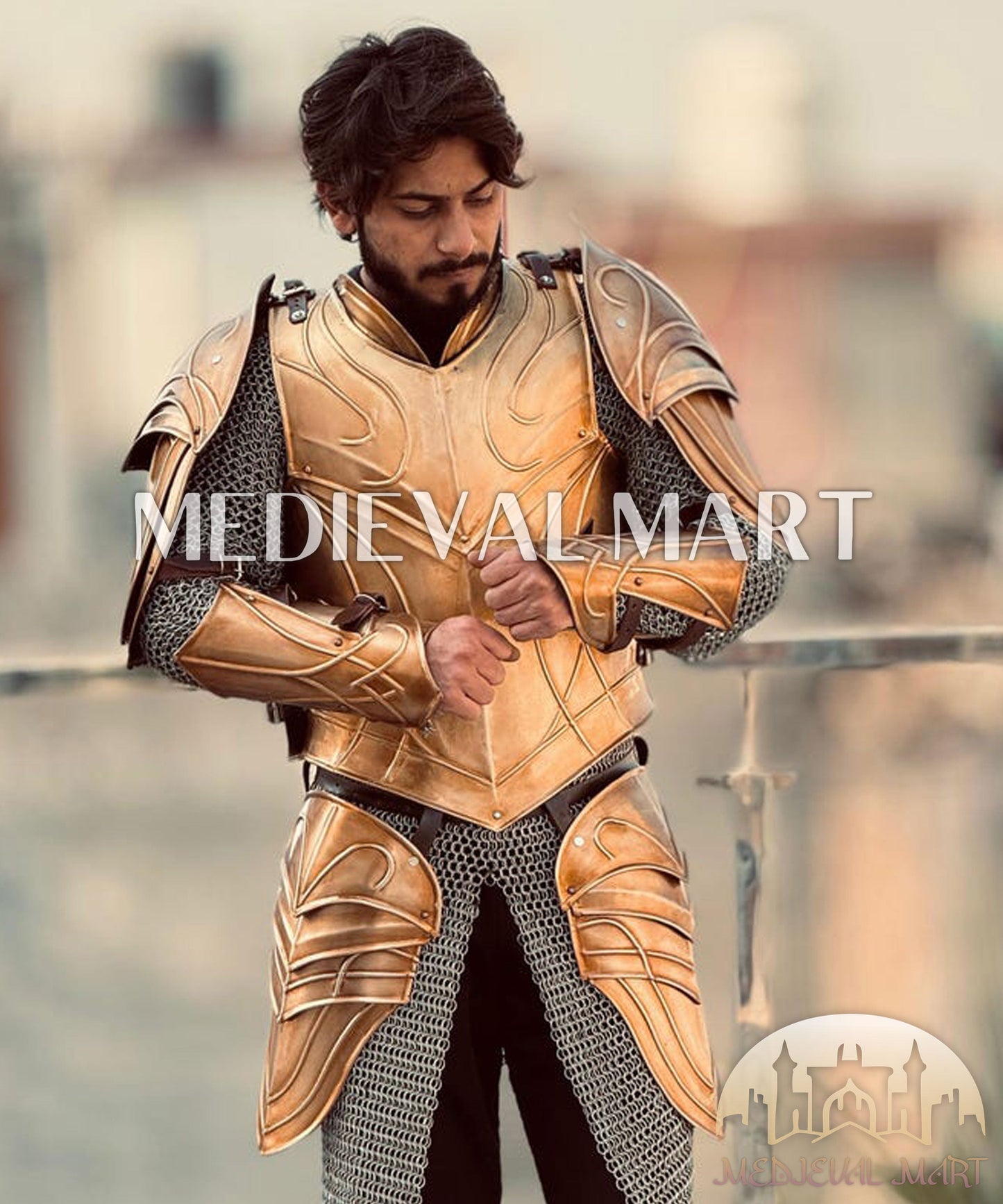 MEDIEVALMART FR Armure Médiévale de l’Empire Romain Kastenbrust – Armure Complète en Plaques avec Épée Alexander (ROA 1332)