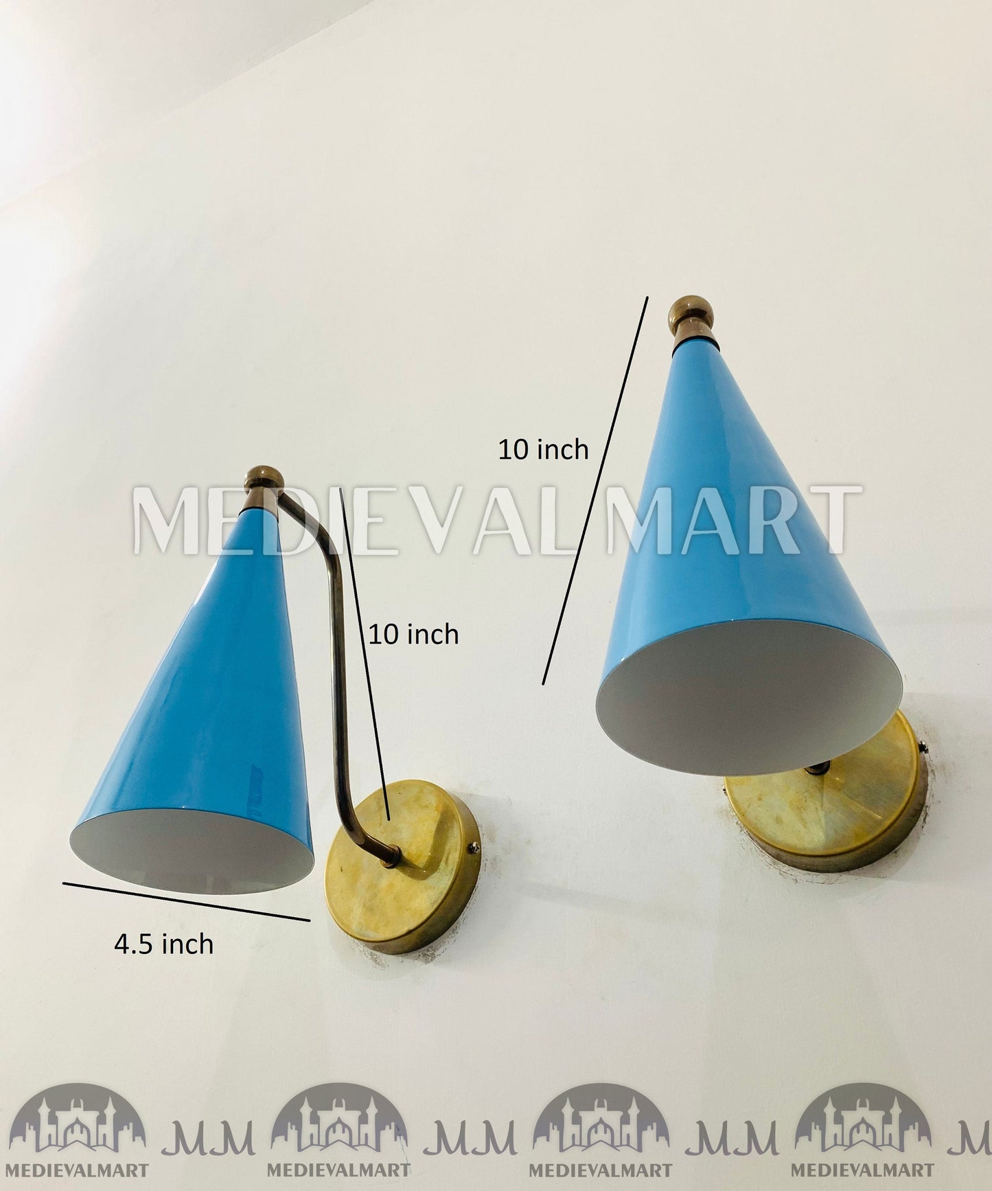 MEDIEVALMART FR Applique Murale À Double Cône En Laiton Marron, Lampe De Coiffeuse Fabriquée À La Main