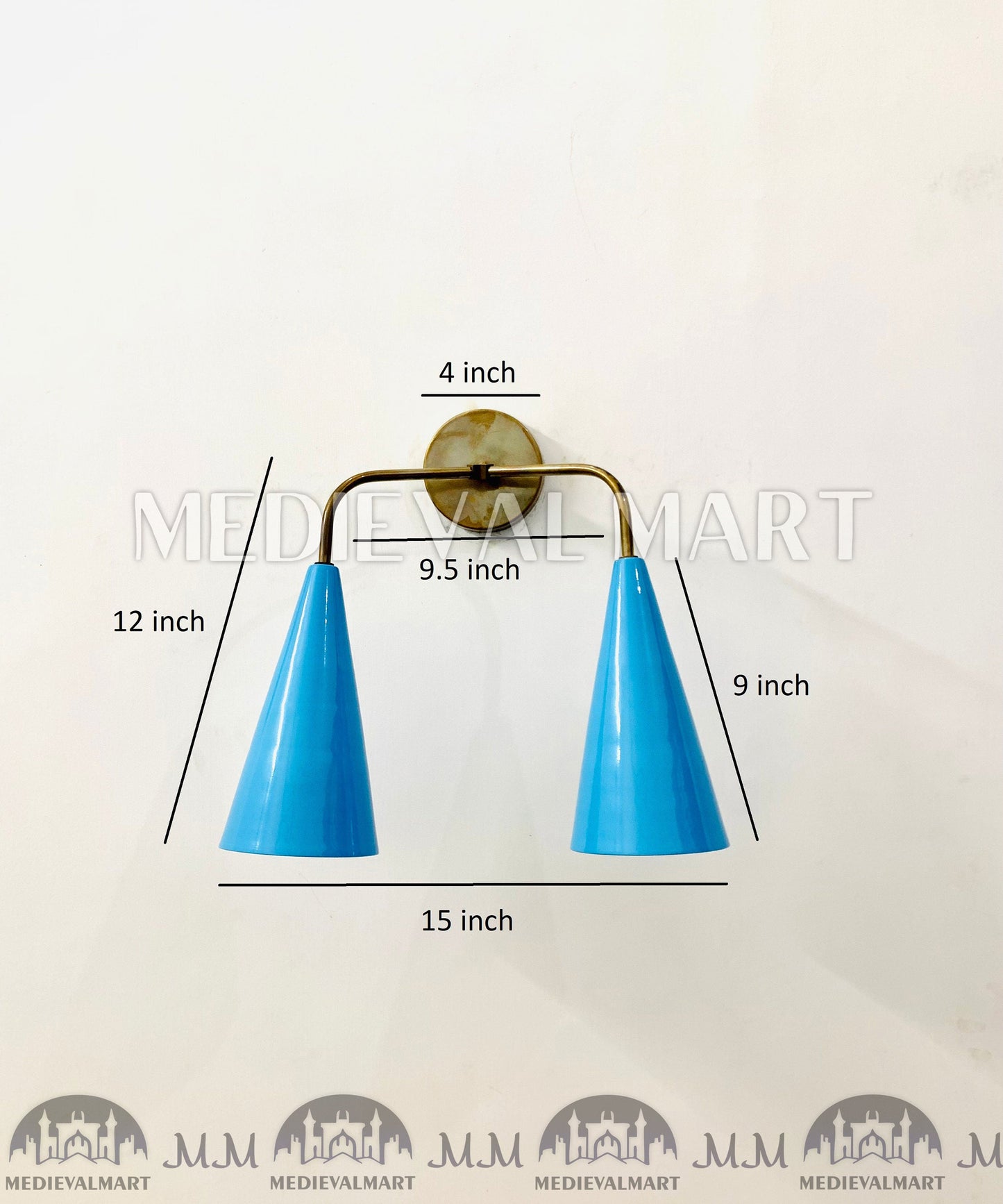 MEDIEVALMART FR Applique Murale À Double Cône En Laiton Marron, Lampe De Coiffeuse Fabriquée À La Main