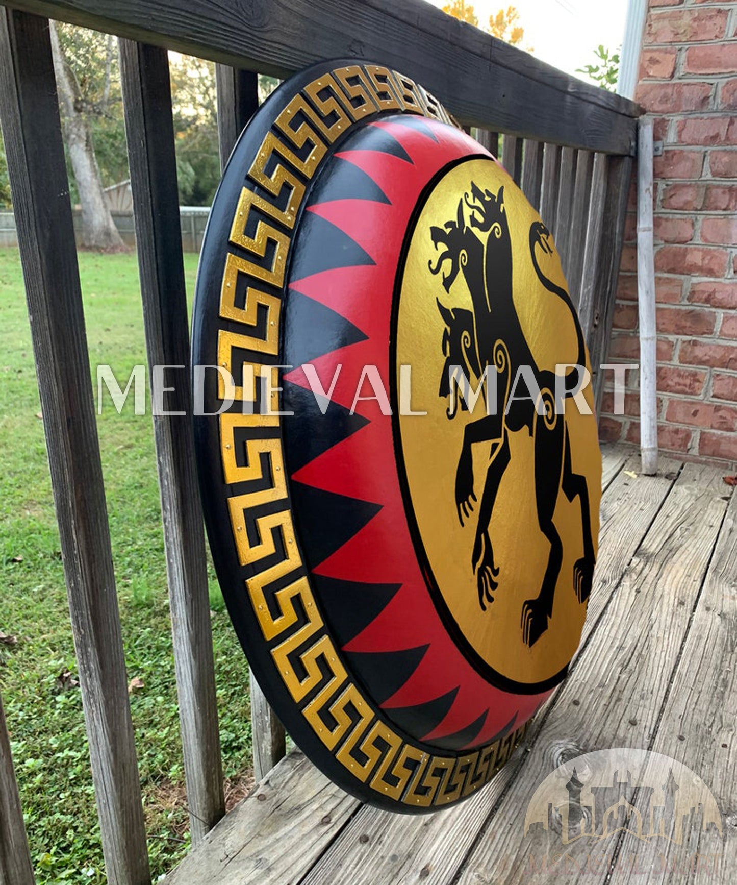 MEDIEVALMART FR Bouclier Viking Iconique Jarl Borg à Pointes en Fer – Bouclier Viking Battleworn | Cadeau pour Papa