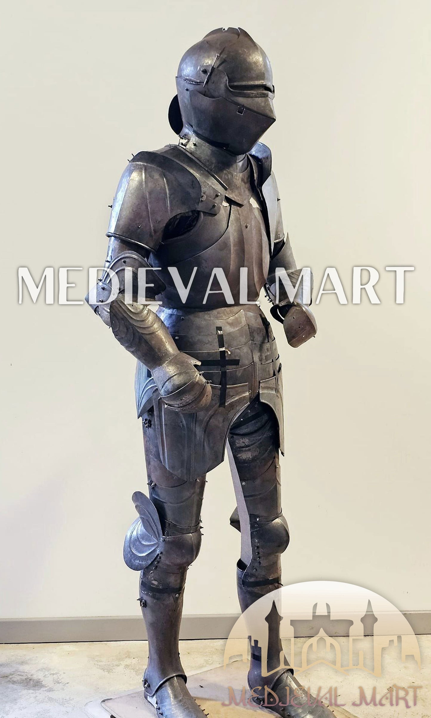 MEDIEVALMART FR Armure de Combat du XIVe Siècle – Ensemble Complet d’Armure de Buhurt avec Bassinet Klappvisor & Épée