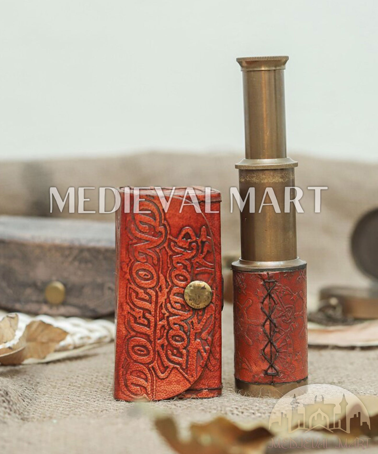 MEDIEVALMART FR Longue-Vue Nautique Antique 50X en Laiton – Télescope Portable de 18" pour Décoration Nautique