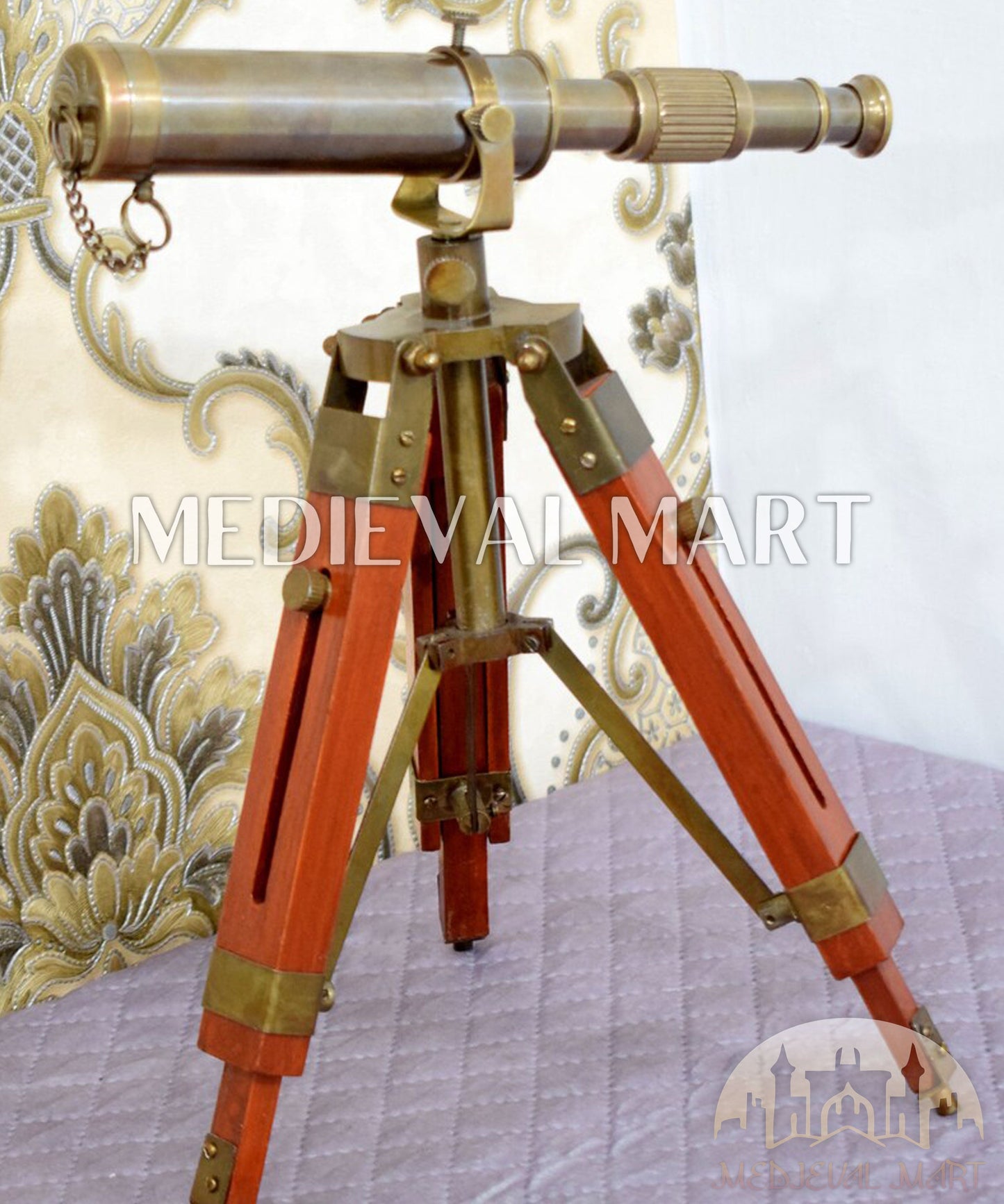 MEDIEVALMART FR Bouclier Médiéval Templier Inspiré de la Croix Zelda & Diable en Bois – Finition Bleue & Or | Cadeau pour Noël