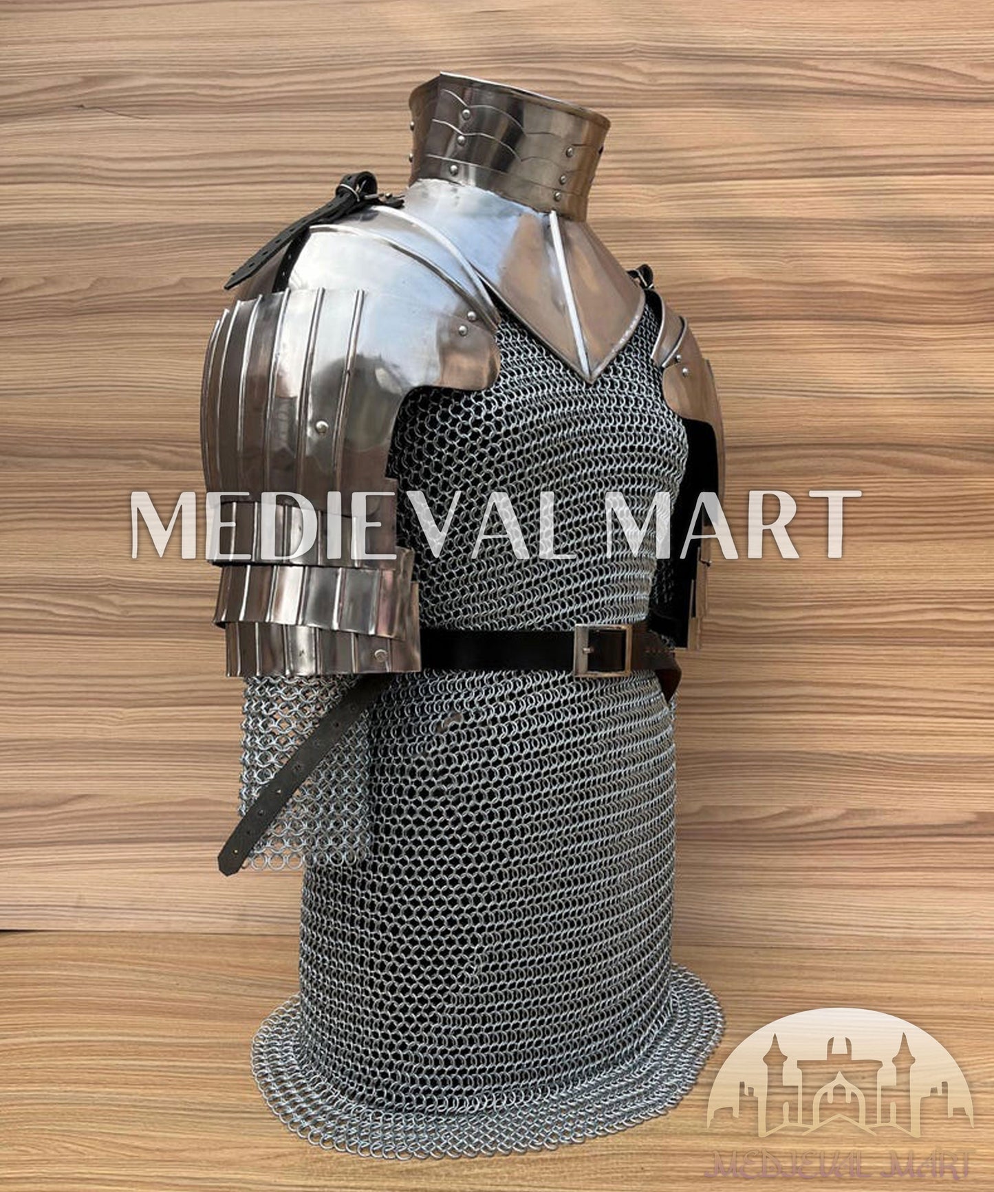 MEDIEVALMART FR Bouclier Viking Iconique Valhalla Noir/Gris – Ivar le Désossé avec Pointes en Fer | Cadeau pour Papa