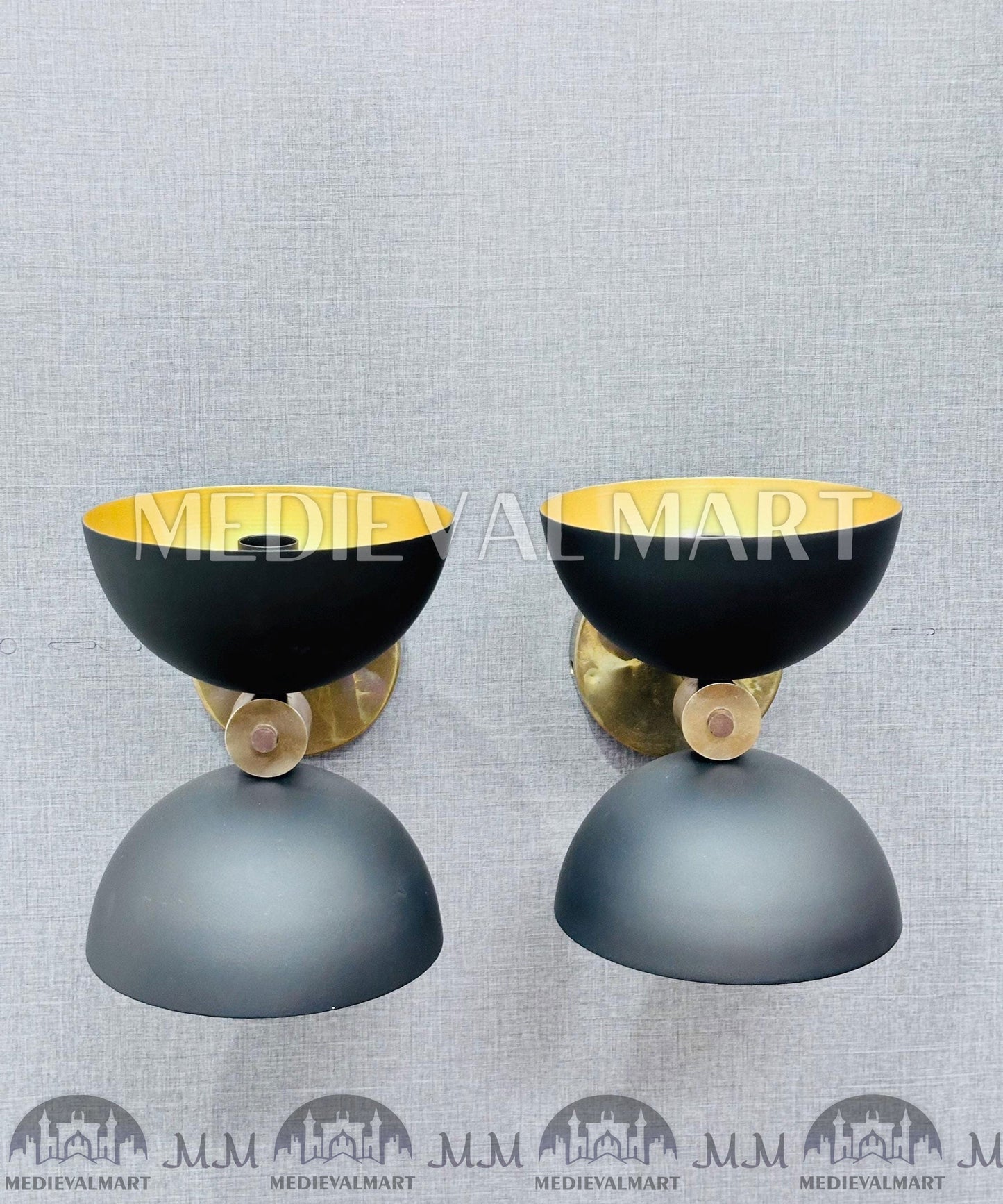 MEDIEVALMART FR Applique Murale À Double Cône En Laiton Marron, Lampe De Coiffeuse Fabriquée À La Main