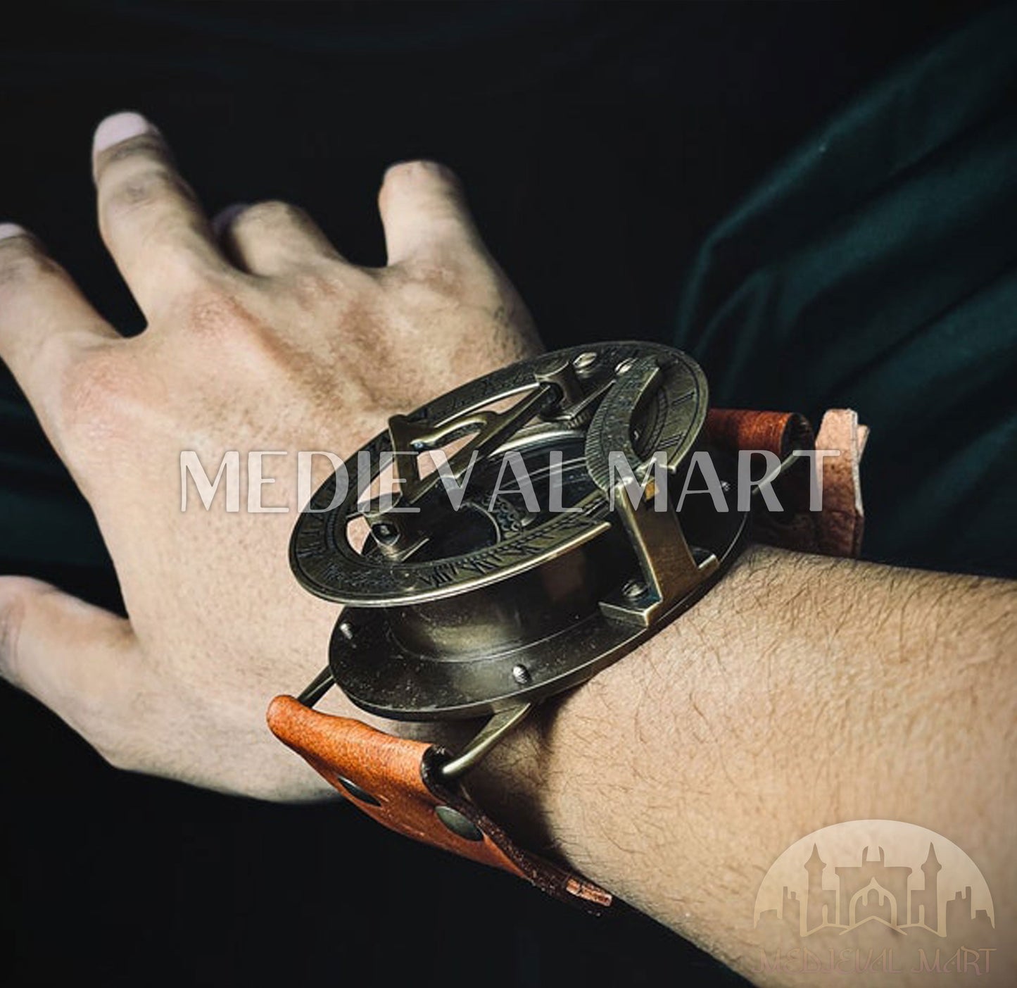 MEDIEVALMART FR Boussole Nautique Vintage Trip Gear en Laiton – Finition Or Brillant avec Base en Bois | Cadeau pour Maman