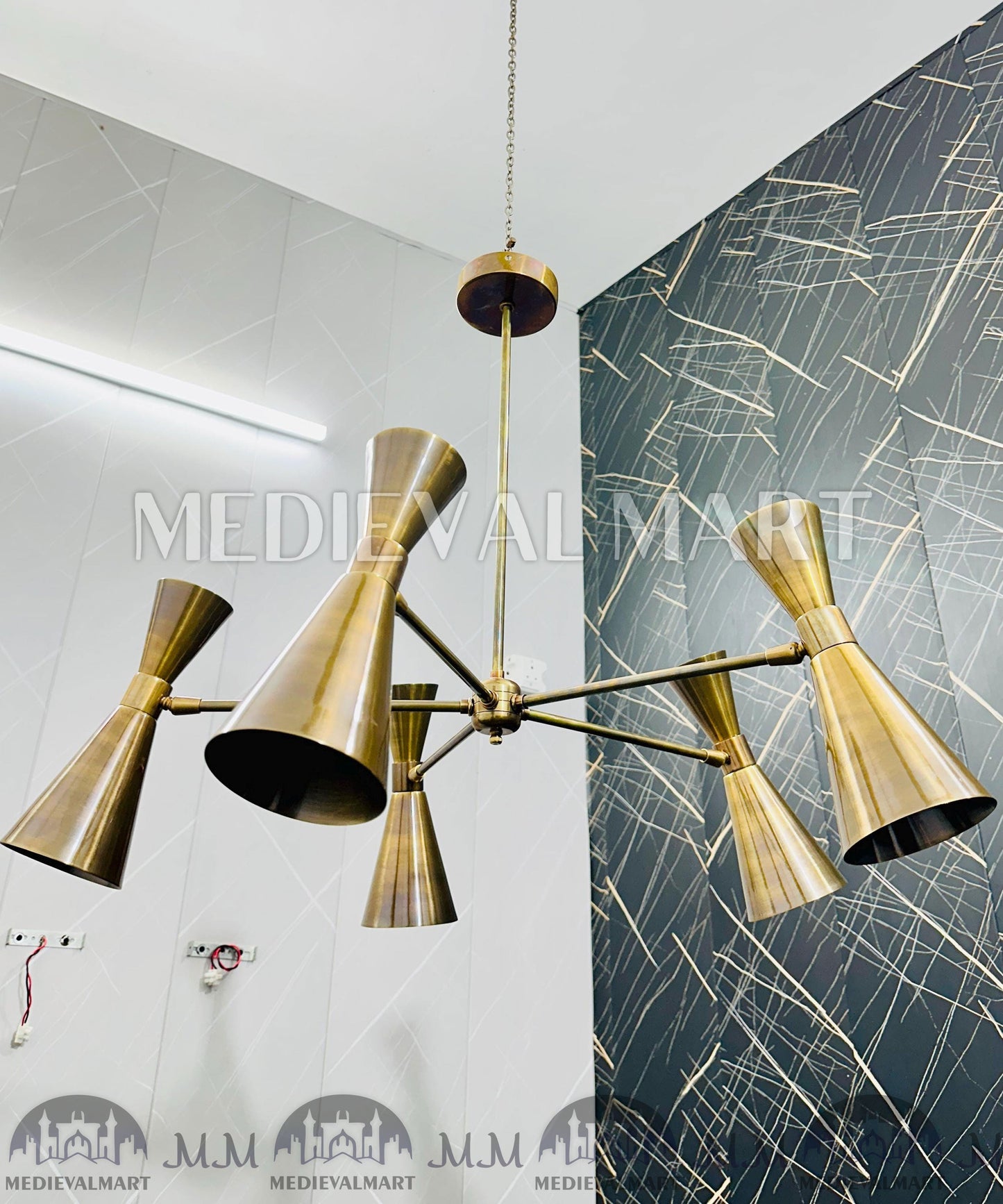 MEDIEVALMART FR Ensemble De Gantelets Dorés Inspirés De Sauron Witcher LOTR Avec Étoile Bleue – Gants D’Armure Cosplay