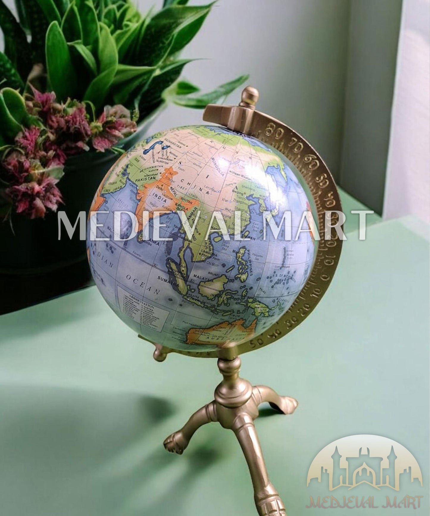 MEDIEVALMART FR Longue-Vue Nautique Antique 50X en Laiton – Télescope Portable de 18" pour Décoration Nautique