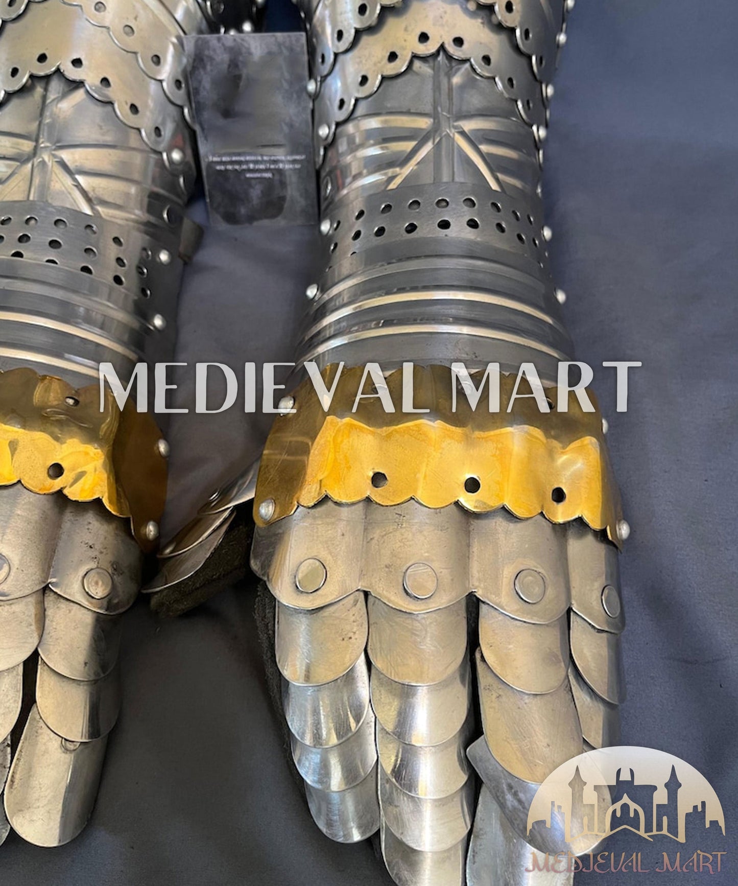 MEDIEVALMART FR Ensemble Exclusif De Gantelets Noirs Inspirés De Sauron Witcher LOTR Avec Décor Doré