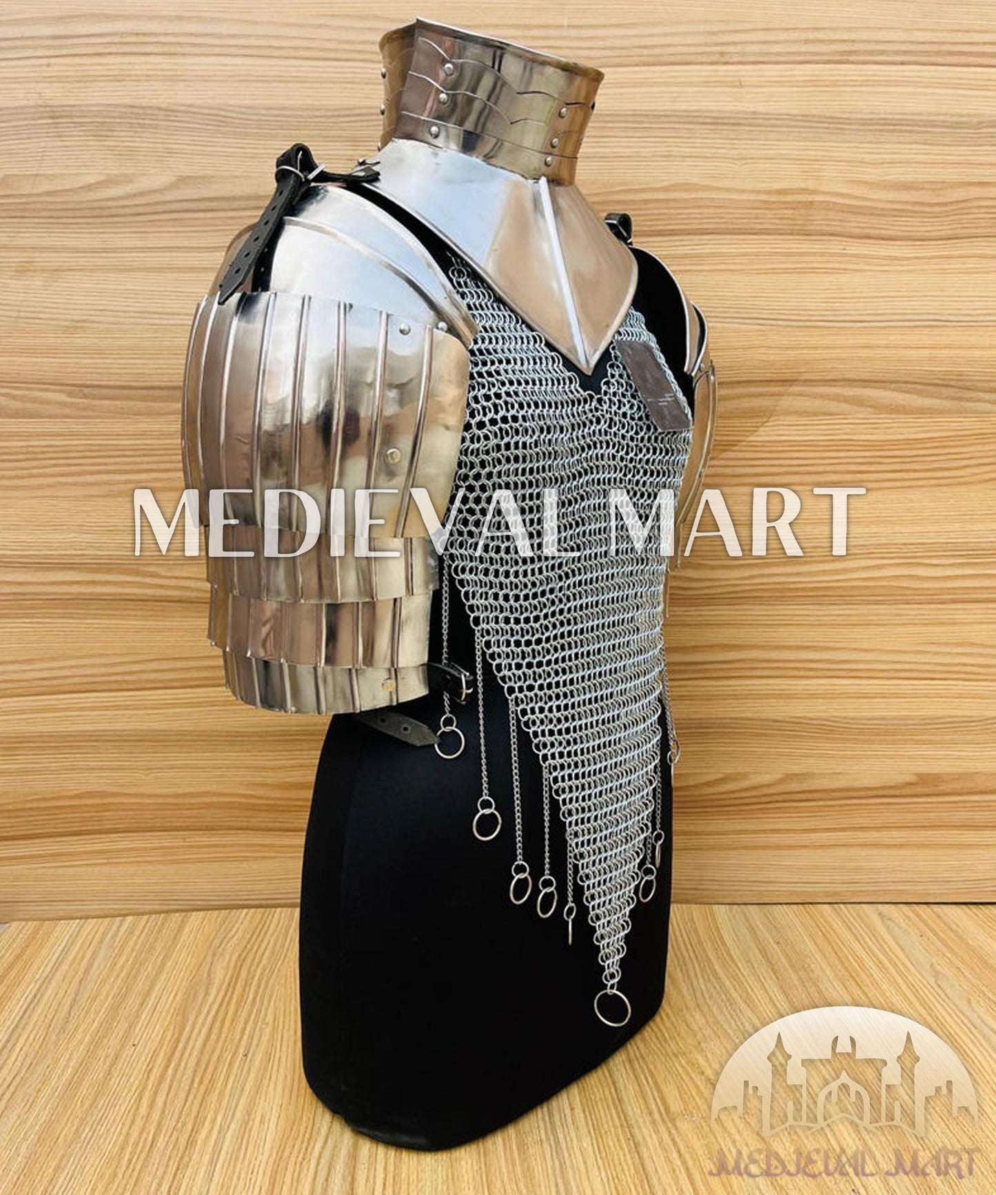 MEDIEVALMART FR Bouclier Viking Iconique Valhalla Noir/Gris – Ivar le Désossé avec Pointes en Fer | Cadeau pour Papa