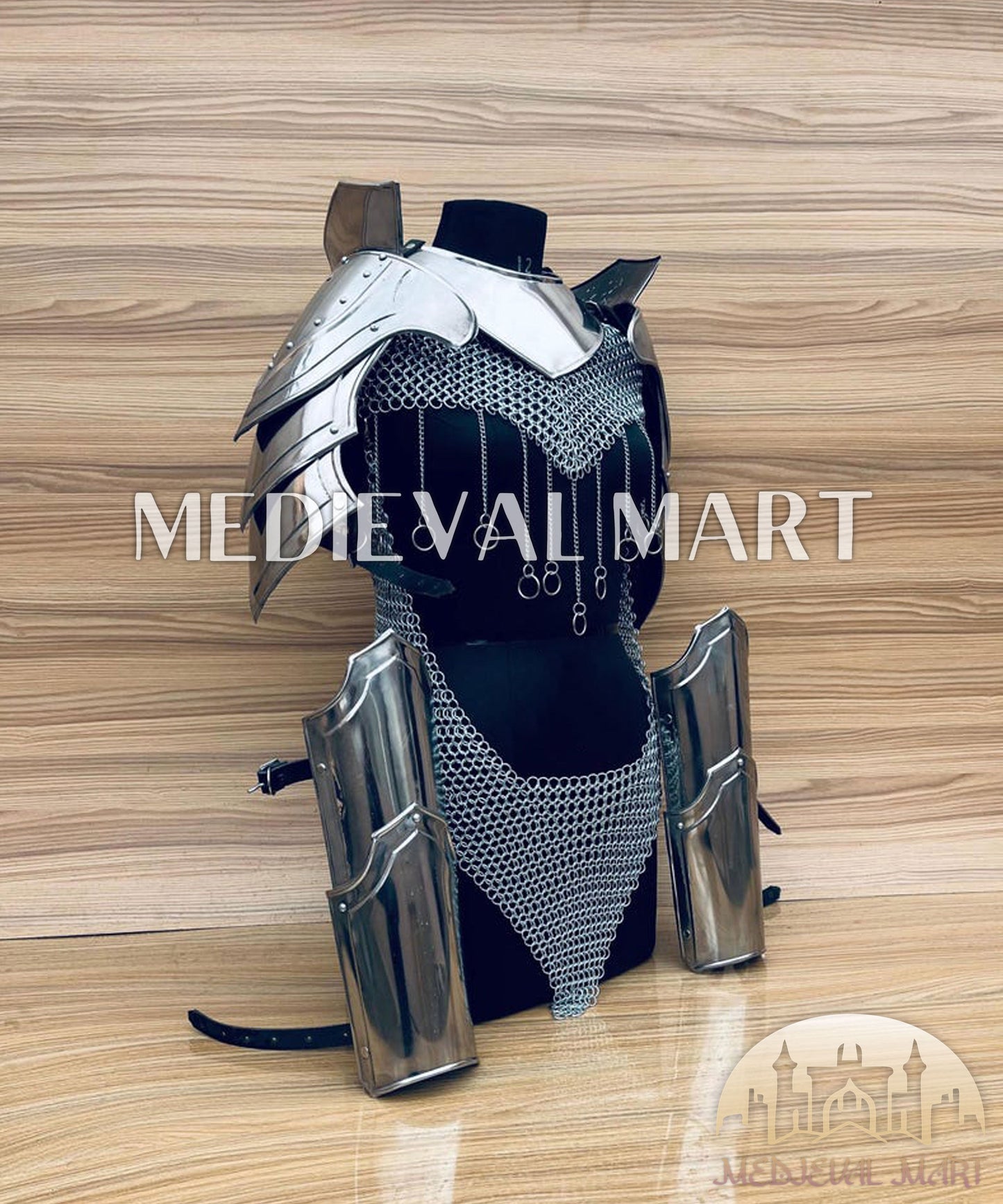 MEDIEVALMART FR Bouclier Viking Iconique Valhalla Noir/Gris – Ivar le Désossé avec Pointes en Fer | Cadeau pour Papa