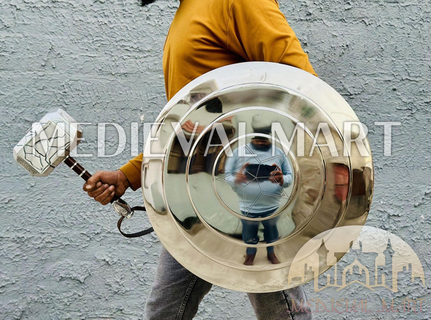 MEDIEVALMART FR Bouclier Viking Iconique Jarl Borg à Pointes en Fer – Bouclier Viking Battleworn | Cadeau pour Papa