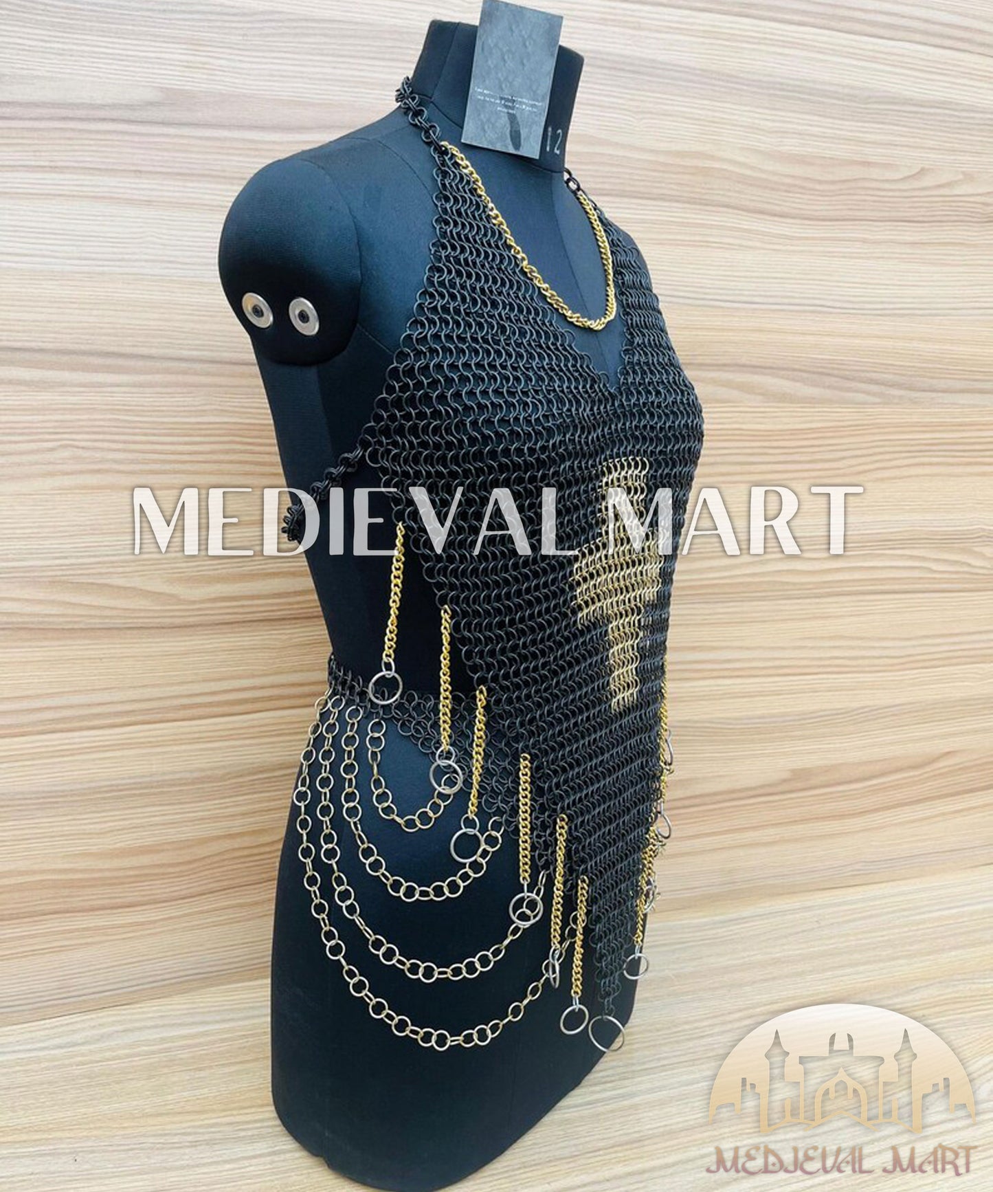 MEDIEVALMART FR Bouclier Viking Iconique Valhalla Noir/Gris – Ivar le Désossé avec Pointes en Fer | Cadeau pour Papa