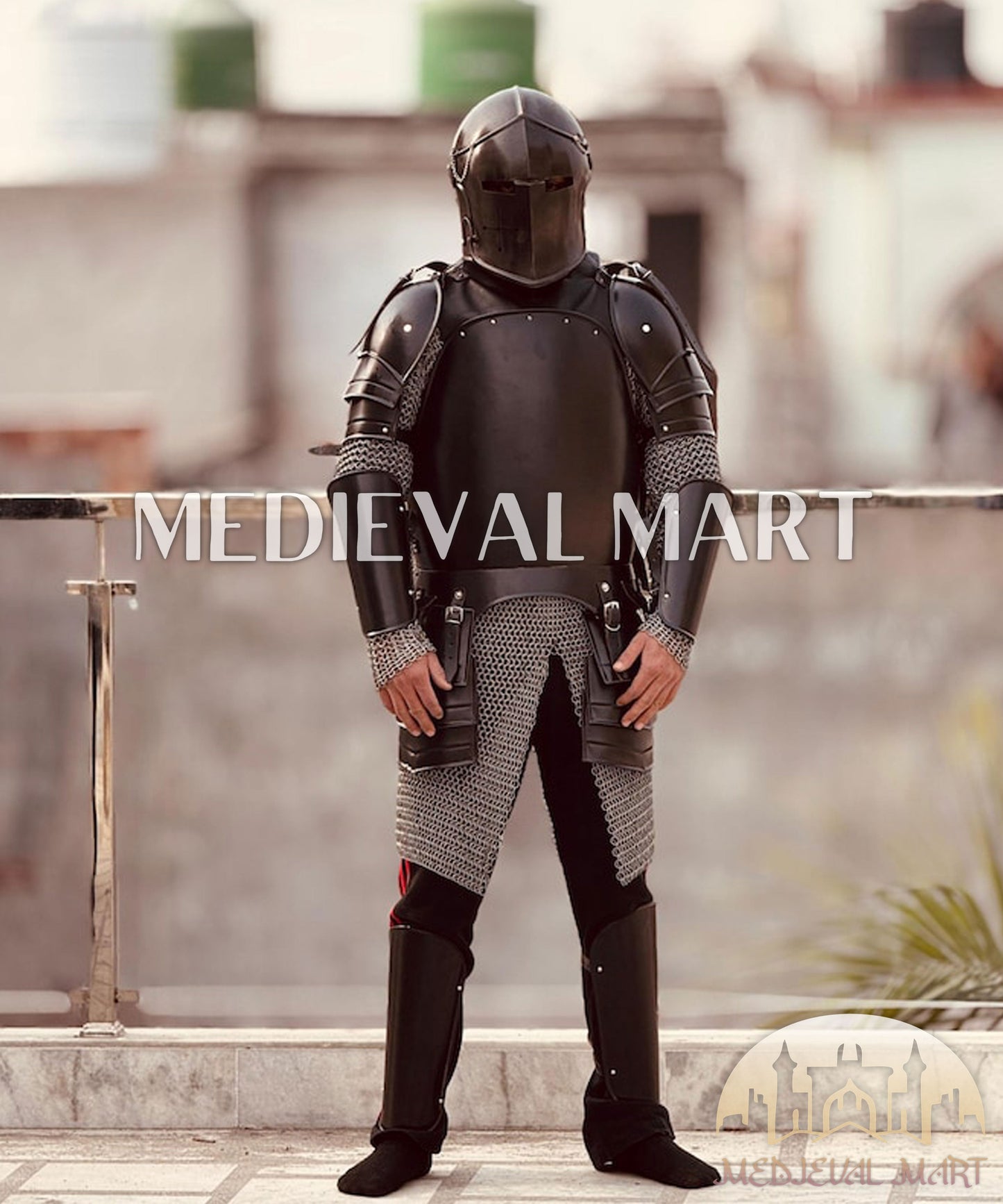 MEDIEVALMART FR Armure Médiévale de l’Empire Romain Kastenbrust – Armure Complète en Plaques avec Épée Alexander (ROA 1332)