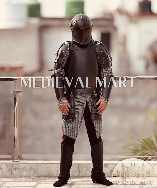MEDIEVALMART FR Armure Médiévale de l’Empire Romain Kastenbrust – Armure Complète en Plaques avec Épée Alexander (ROA 1332)