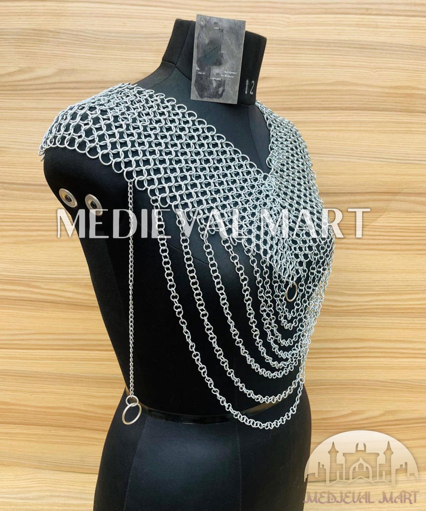 MEDIEVALMART FR Bouclier Viking Iconique Valhalla Noir/Gris – Ivar le Désossé avec Pointes en Fer | Cadeau pour Papa