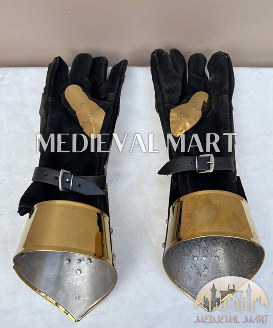 MEDIEVALMART FR Ensemble De Gantelets Dorés Inspirés De Sauron Witcher LOTR Avec Étoile Bleue – Gants D’Armure Cosplay