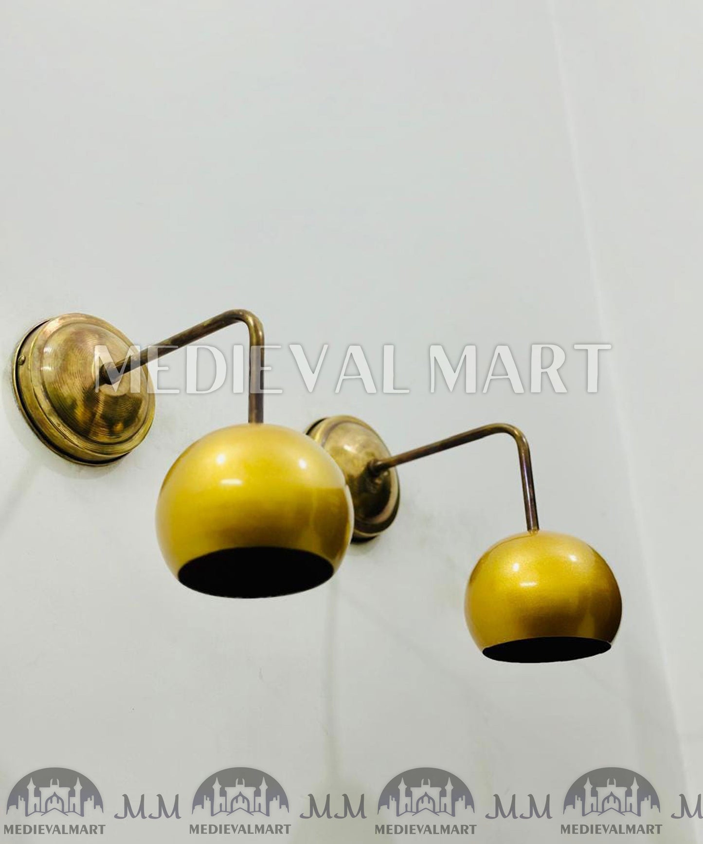 MEDIEVALMART FR Applique Murale À Double Cône En Laiton Marron, Lampe De Coiffeuse Fabriquée À La Main