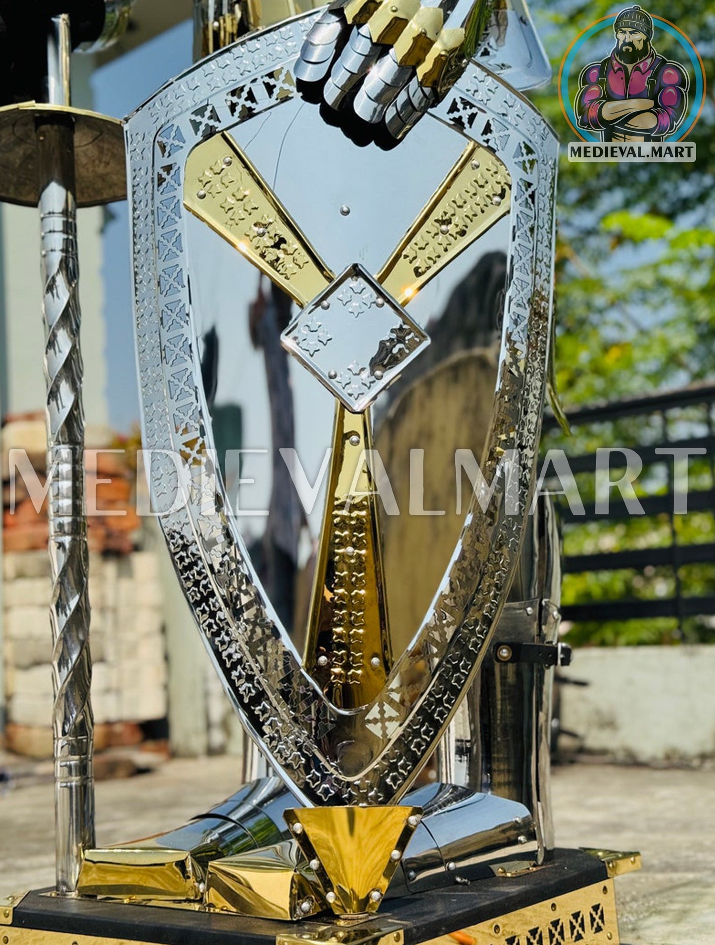 MEDIEVALMART FR Armure Médiévale de l’Empire Romain Kastenbrust – Armure Complète en Plaques avec Épée Alexander (ROA 1332)
