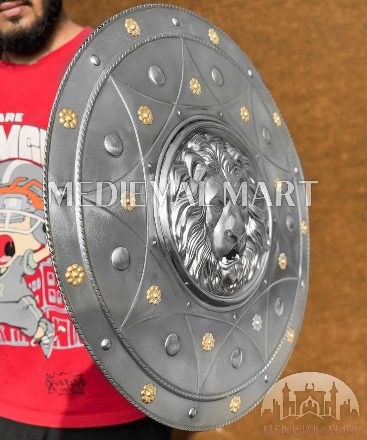 MEDIEVALMART FR Bouclier Médiéval Templier Inspiré de la Croix Zelda & Diable en Bois – Finition Bleue & Or | Cadeau pour Noël