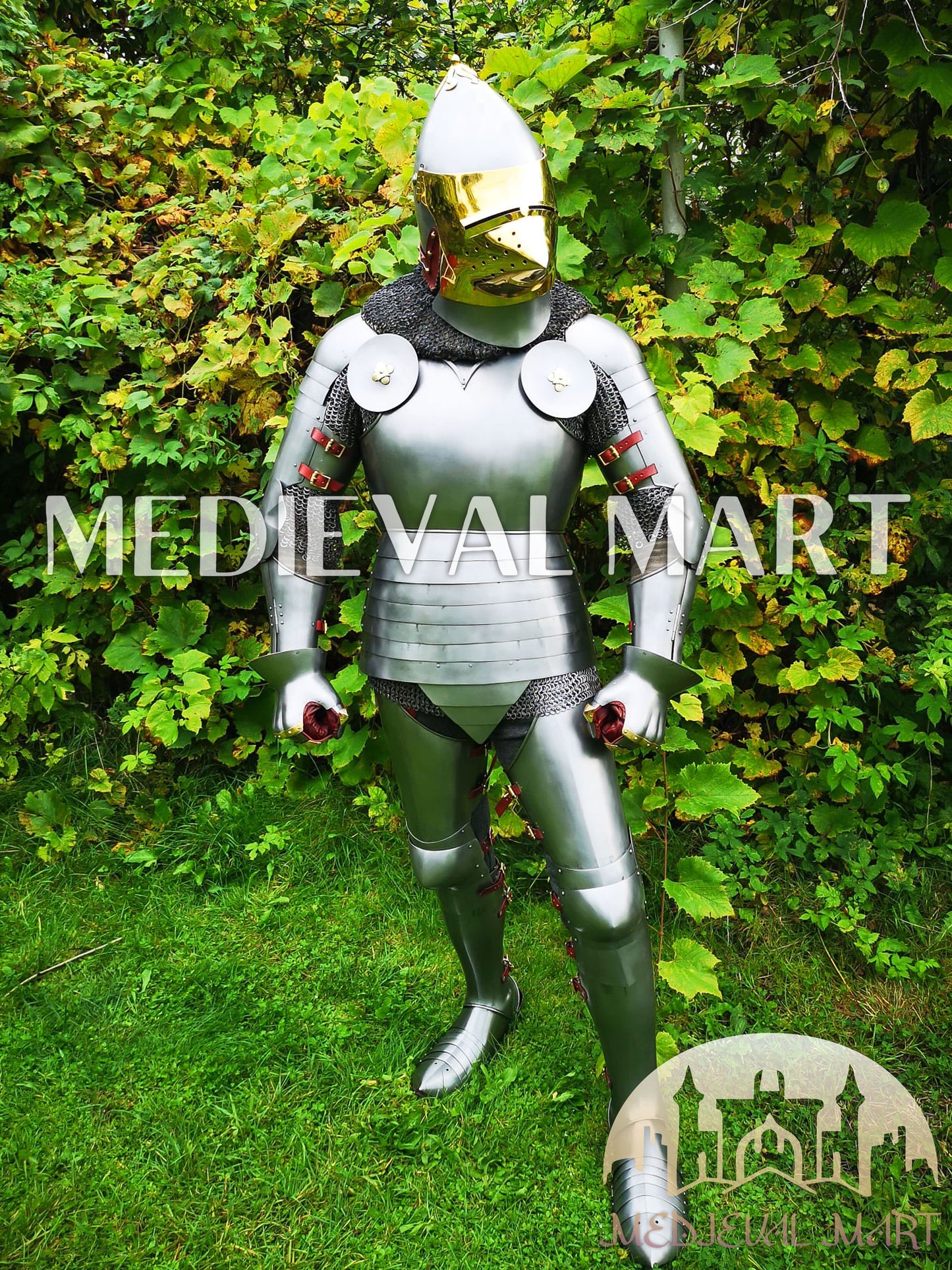 MEDIEVALMART FR Armure Médiévale de l’Empire Romain Kastenbrust – Armure Complète en Plaques avec Épée Alexander (ROA 1332)
