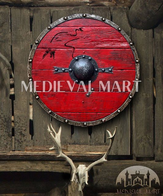 MEDIEVALMART FR Bouclier Viking Iconique Jarl Borg à Pointes en Fer – Bouclier Viking Battleworn | Cadeau pour Papa