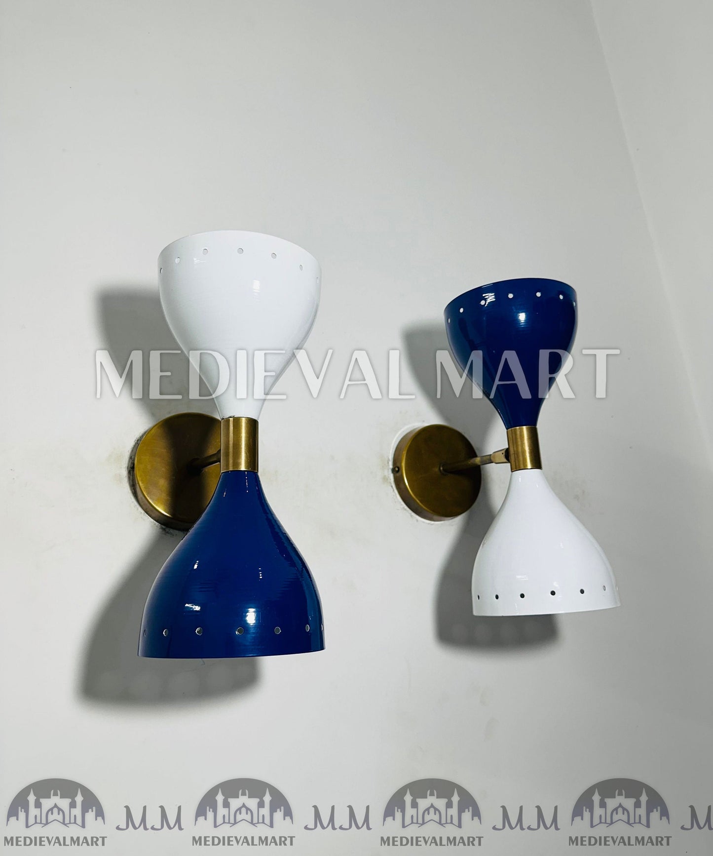 MEDIEVALMART FR Applique Murale À Double Cône En Laiton Marron, Lampe De Coiffeuse Fabriquée À La Main