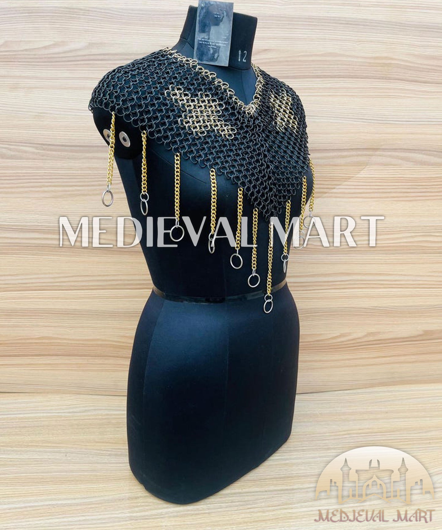 MEDIEVALMART FR Bouclier Viking Iconique Valhalla Noir/Gris – Ivar le Désossé avec Pointes en Fer | Cadeau pour Papa