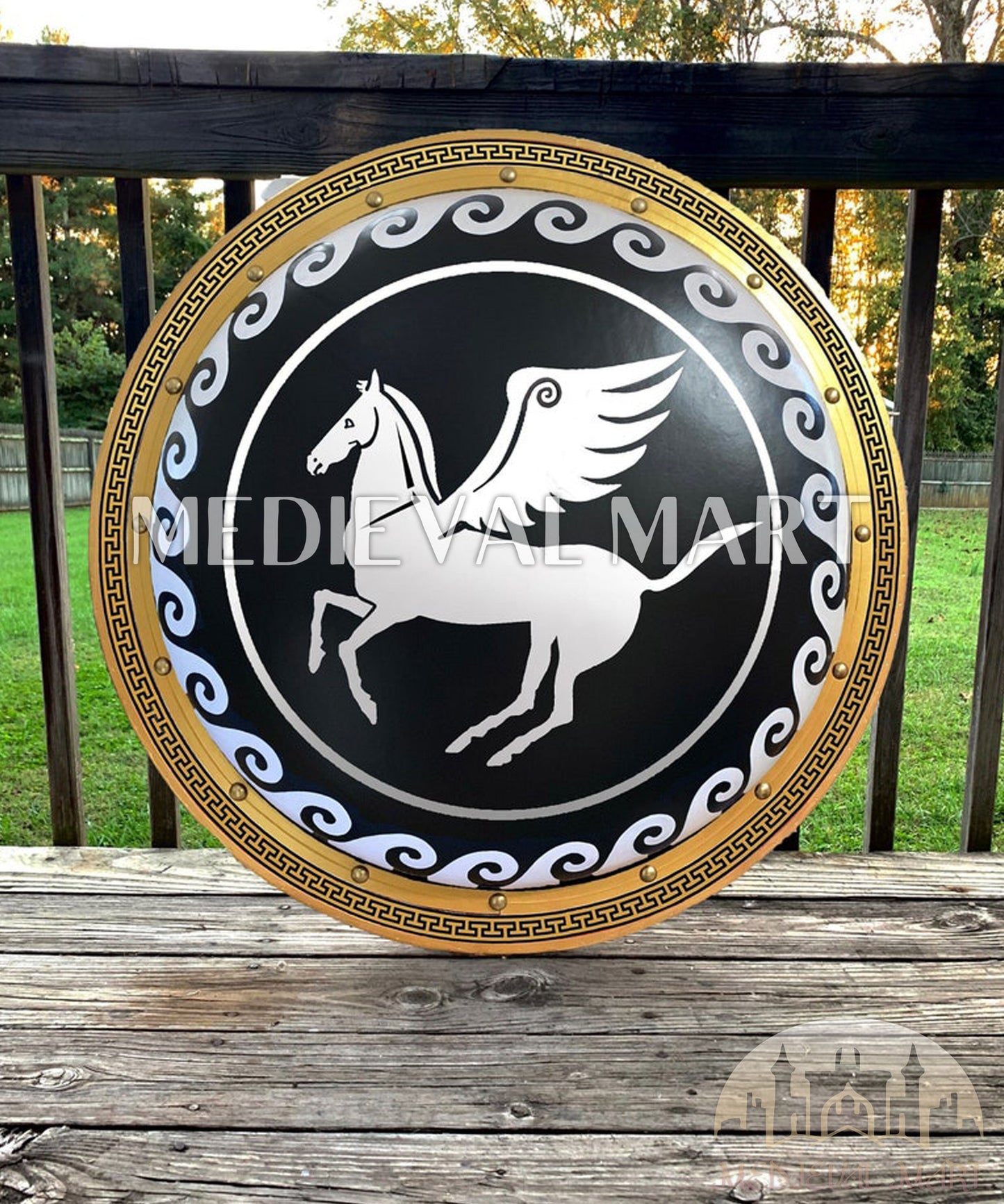 MEDIEVALMART FR Bouclier Viking Iconique Jarl Borg à Pointes en Fer – Bouclier Viking Battleworn | Cadeau pour Papa