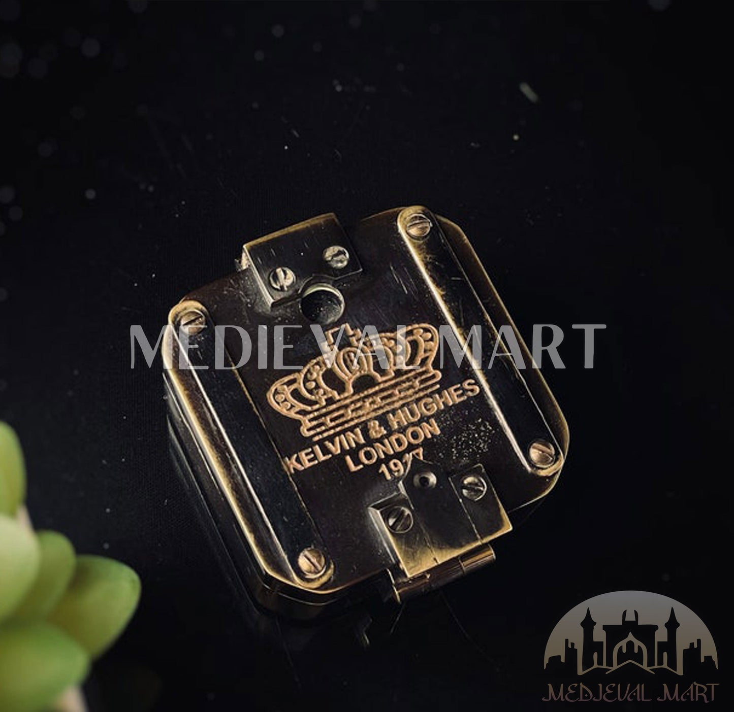 MEDIEVALMART FR Boussole Nautique Vintage Trip Gear en Laiton – Finition Or Brillant avec Base en Bois | Cadeau pour Maman