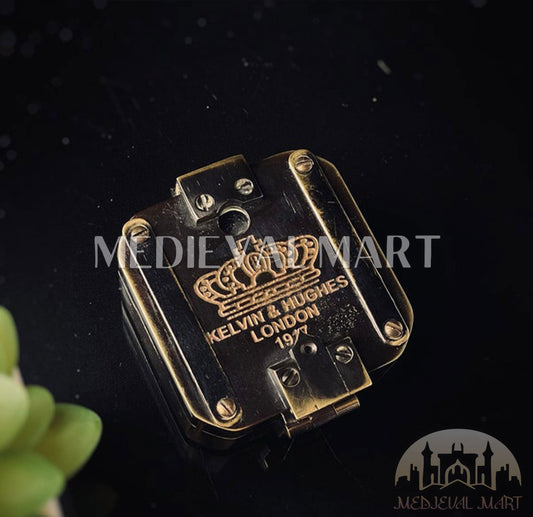 MEDIEVALMART FR Boussole Nautique Vintage Trip Gear en Laiton – Finition Or Brillant avec Base en Bois | Cadeau pour Maman