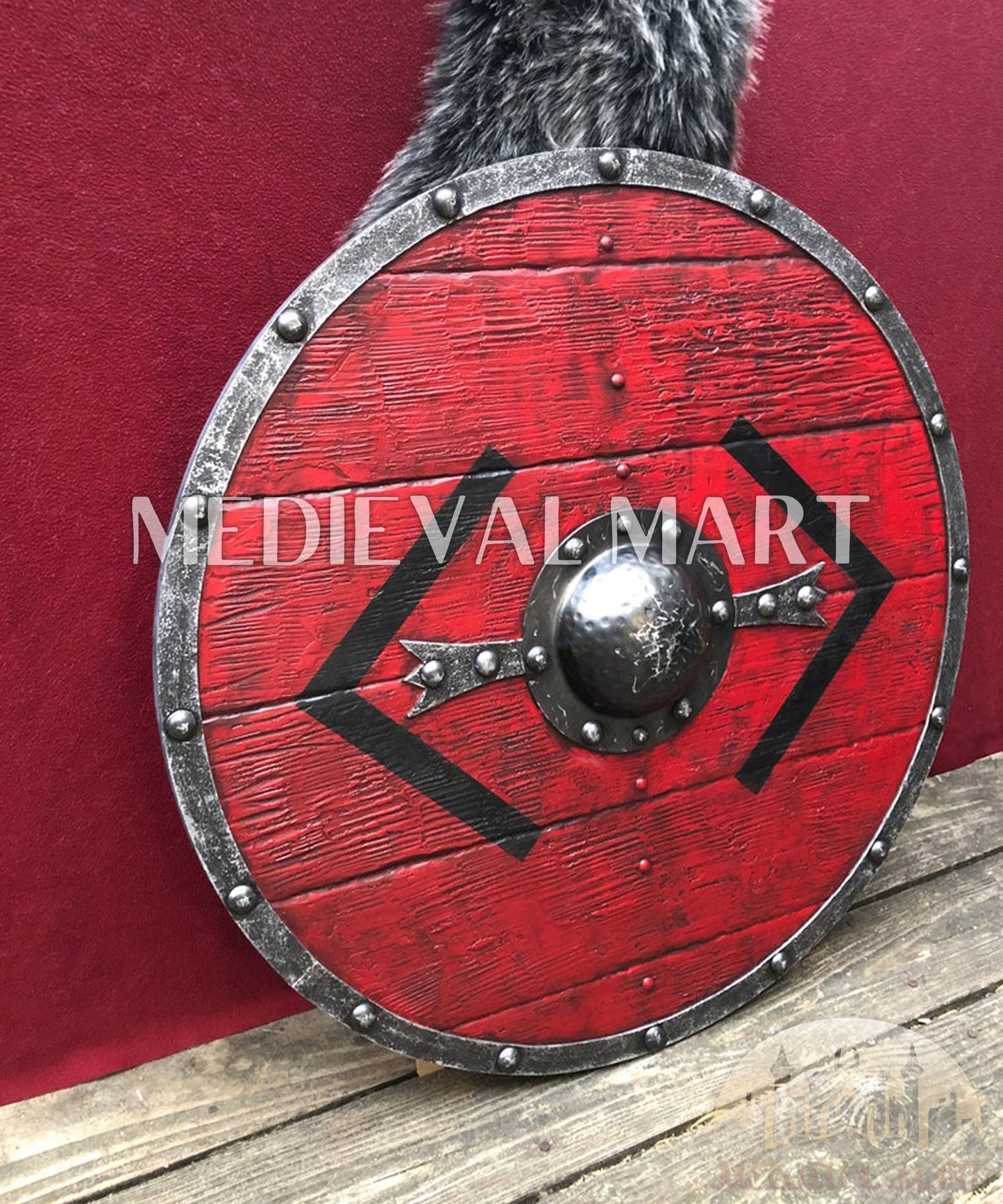 MEDIEVALMART FR Bouclier Viking Iconique Jarl Borg à Pointes en Fer – Bouclier Viking Battleworn | Cadeau pour Papa