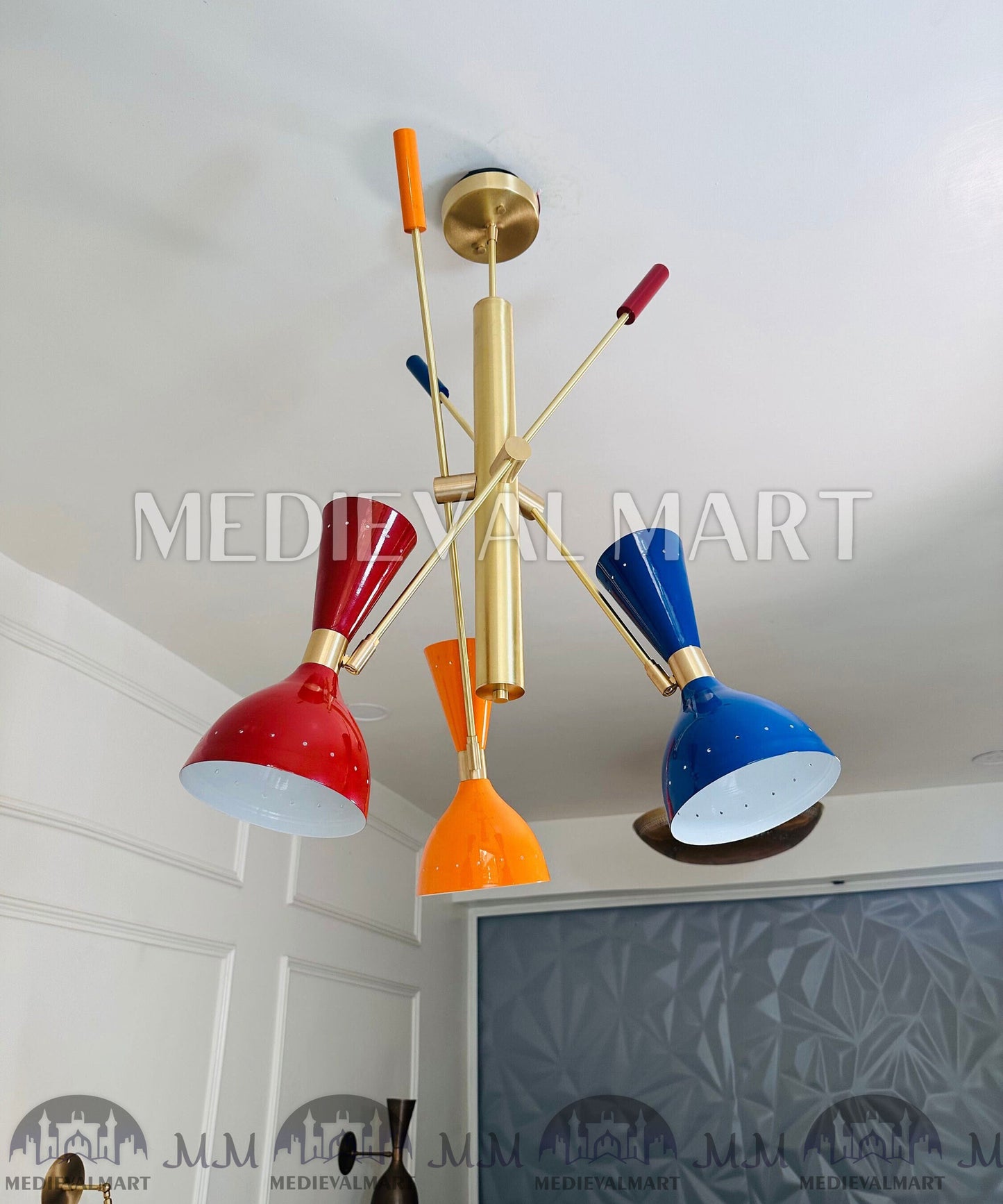 MEDIEVALMART FR Ensemble De Gantelets Dorés Inspirés De Sauron Witcher LOTR Avec Étoile Bleue – Gants D’Armure Cosplay