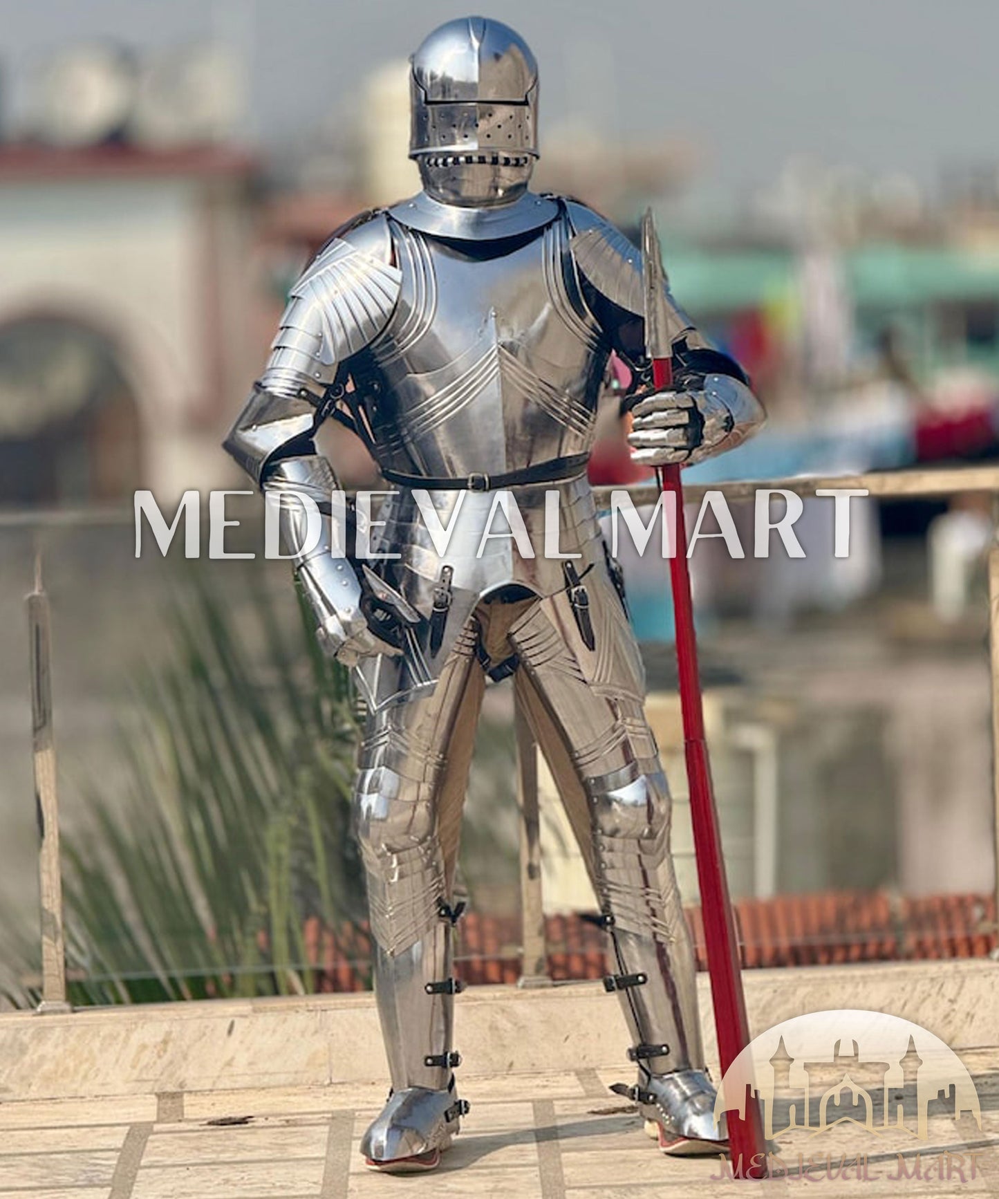 MEDIEVALMART FR Armure Médiévale de l’Empire Romain Kastenbrust – Armure Complète en Plaques avec Épée Alexander (ROA 1332)