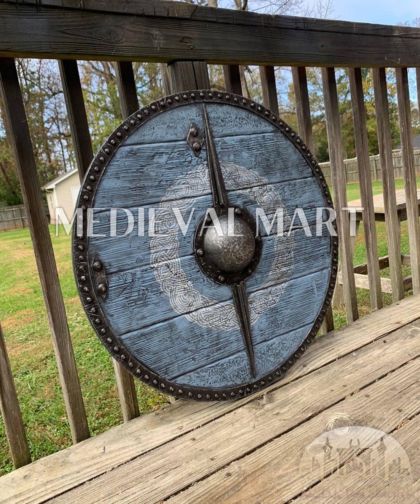 MEDIEVALMART FR Bouclier Viking Iconique Jarl Borg à Pointes en Fer – Bouclier Viking Battleworn | Cadeau pour Papa