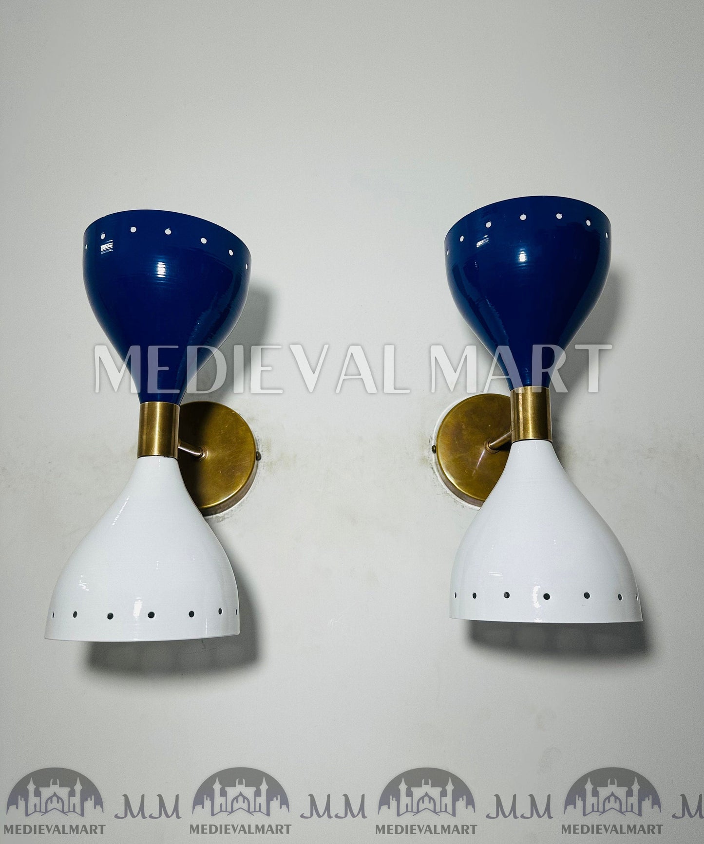 MEDIEVALMART FR Applique Murale À Double Cône En Laiton Marron, Lampe De Coiffeuse Fabriquée À La Main