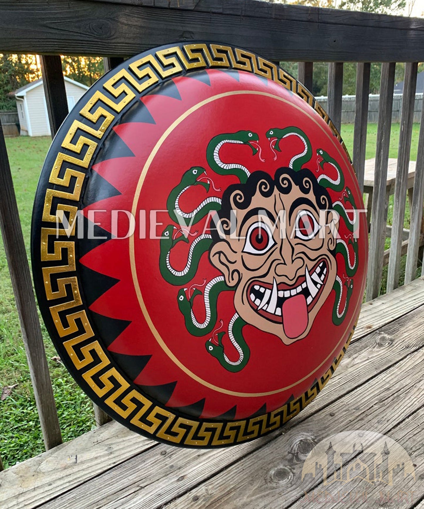 MEDIEVALMART FR Bouclier Viking Iconique Jarl Borg à Pointes en Fer – Bouclier Viking Battleworn | Cadeau pour Papa