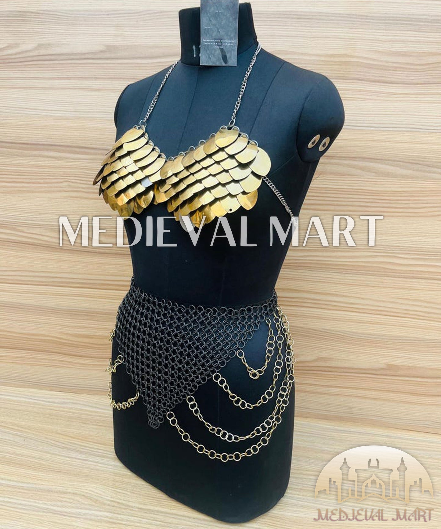 MEDIEVALMART FR Bouclier Viking Iconique Valhalla Noir/Gris – Ivar le Désossé avec Pointes en Fer | Cadeau pour Papa