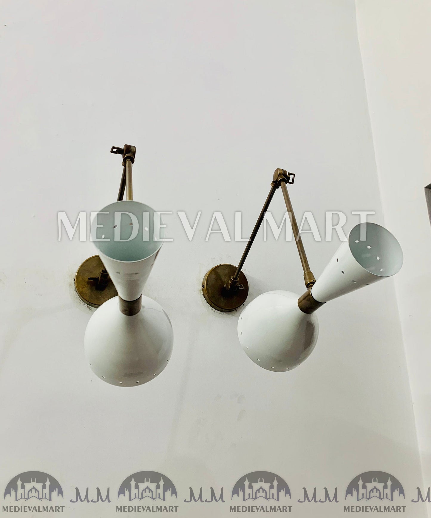 MEDIEVALMART FR Applique Murale À Double Cône En Laiton Marron, Lampe De Coiffeuse Fabriquée À La Main