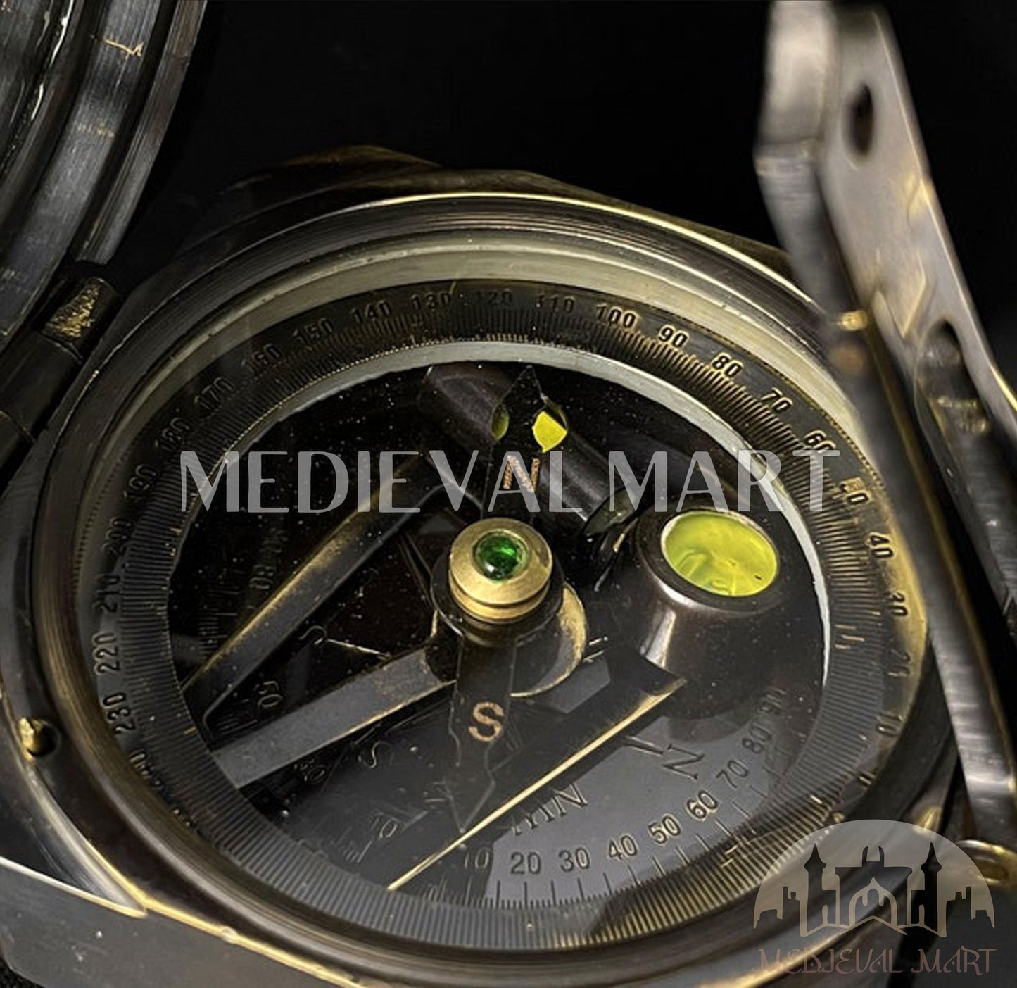 MEDIEVALMART FR Boussole Nautique Vintage Trip Gear en Laiton – Finition Or Brillant avec Base en Bois | Cadeau pour Maman