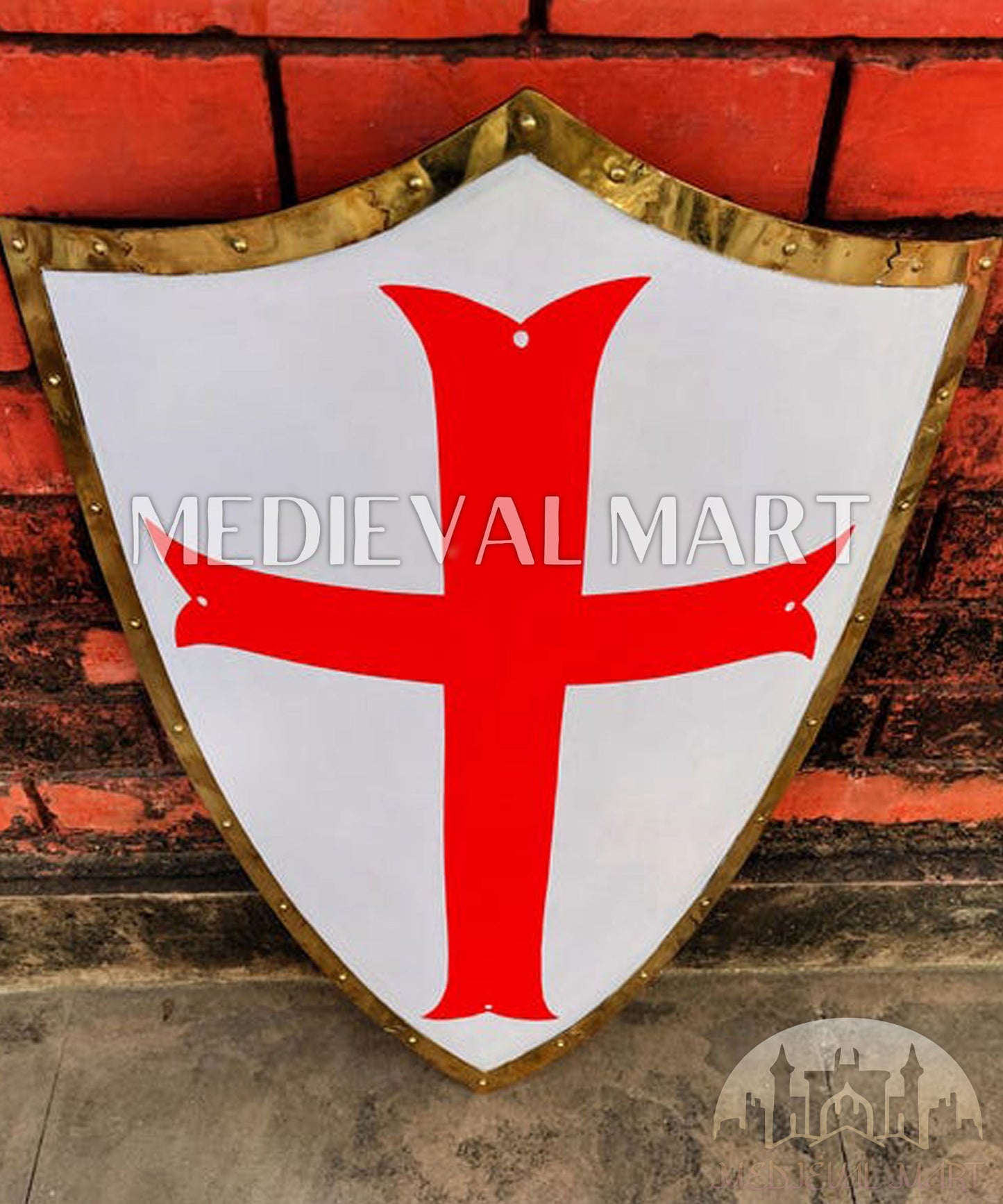 MEDIEVALMART FR Bouclier Médiéval Templier Inspiré de la Croix Zelda & Diable en Bois – Finition Bleue & Or | Cadeau pour Noël