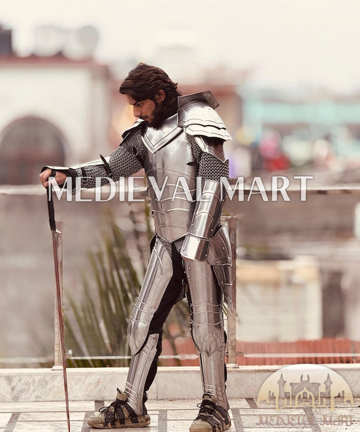 MEDIEVALMART FR Armure Médiévale de l’Empire Romain Kastenbrust – Armure Complète en Plaques avec Épée Alexander (ROA 1332)