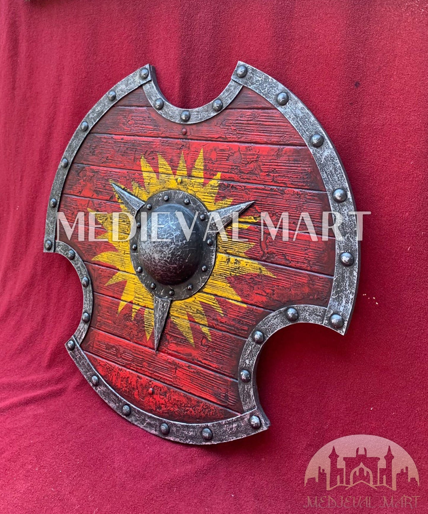 MEDIEVALMART FR Bouclier Viking Iconique Jarl Borg à Pointes en Fer – Bouclier Viking Battleworn | Cadeau pour Papa