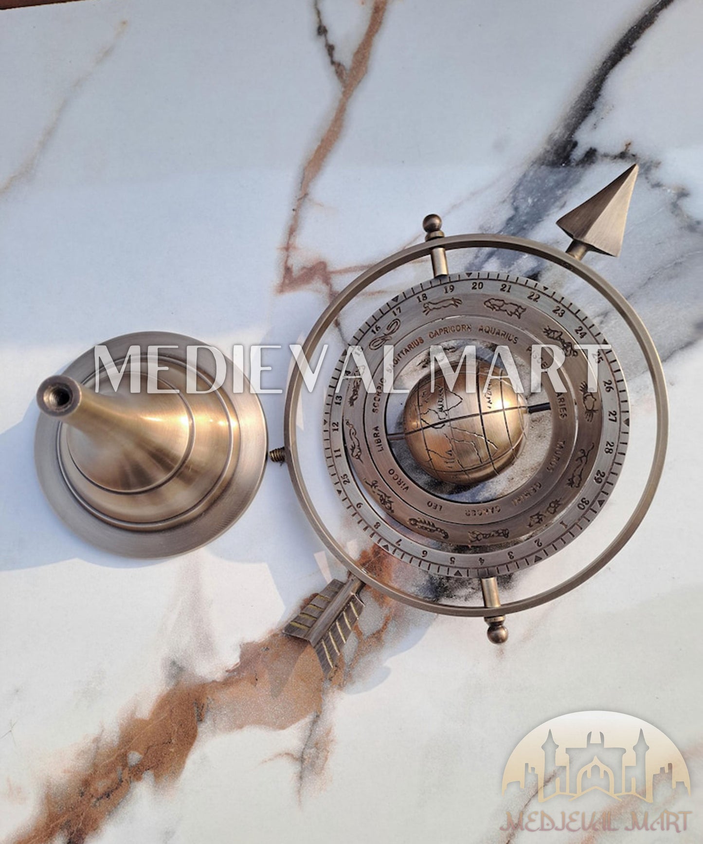 MEDIEVALMART FR Longue-Vue Nautique Antique 50X en Laiton – Télescope Portable de 18" pour Décoration Nautique