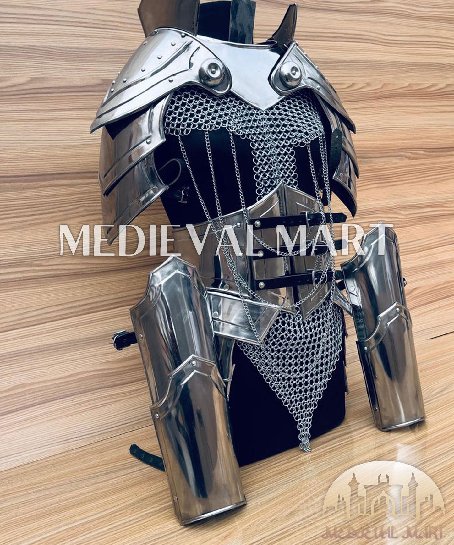 MEDIEVALMART FR Armure de Combat du XIVe Siècle – Ensemble Complet d’Armure de Buhurt avec Bassinet Klappvisor & Épée