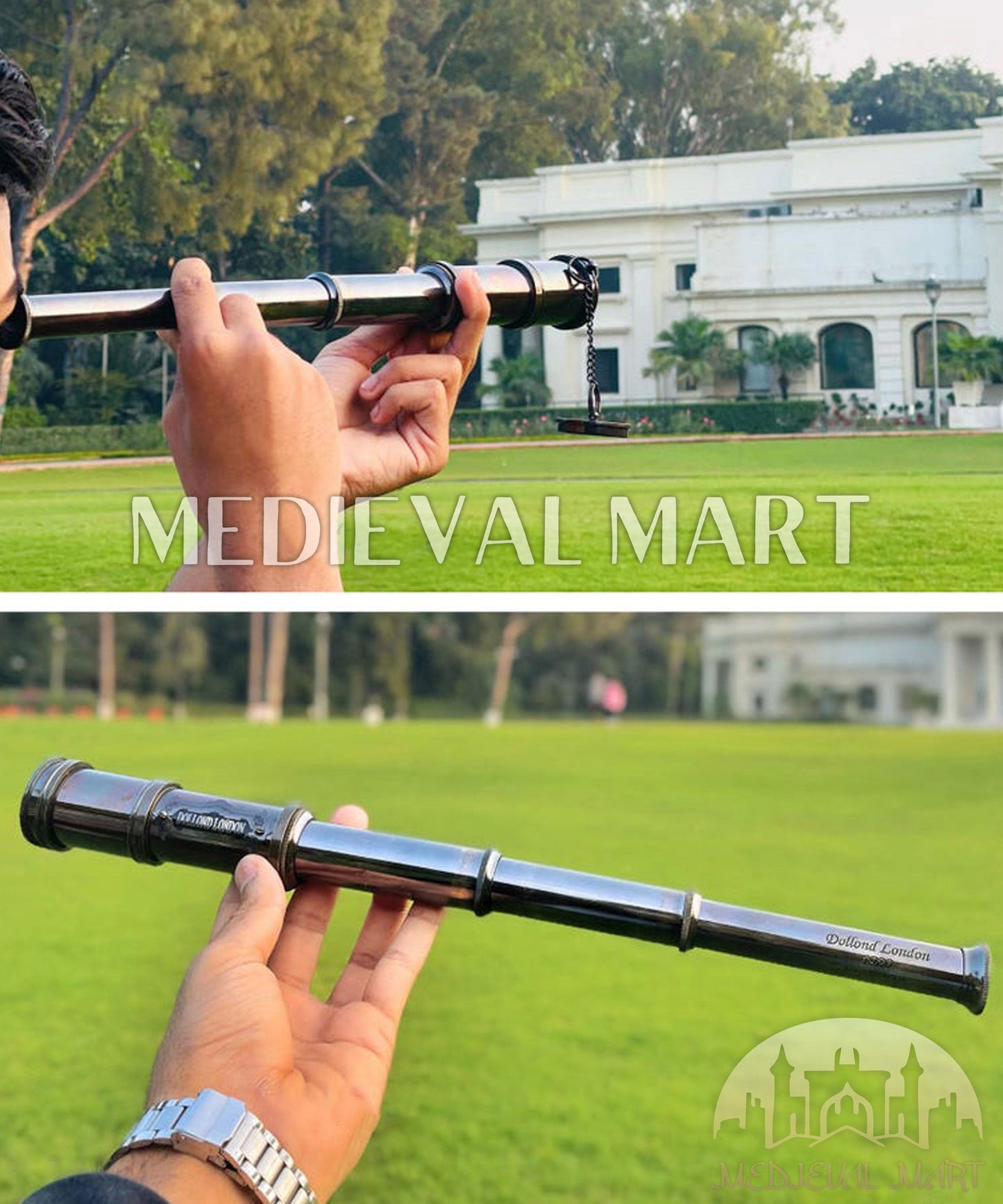 MEDIEVALMART FR Bouclier Médiéval Templier Inspiré de la Croix Zelda & Diable en Bois – Finition Bleue & Or | Cadeau pour Noël