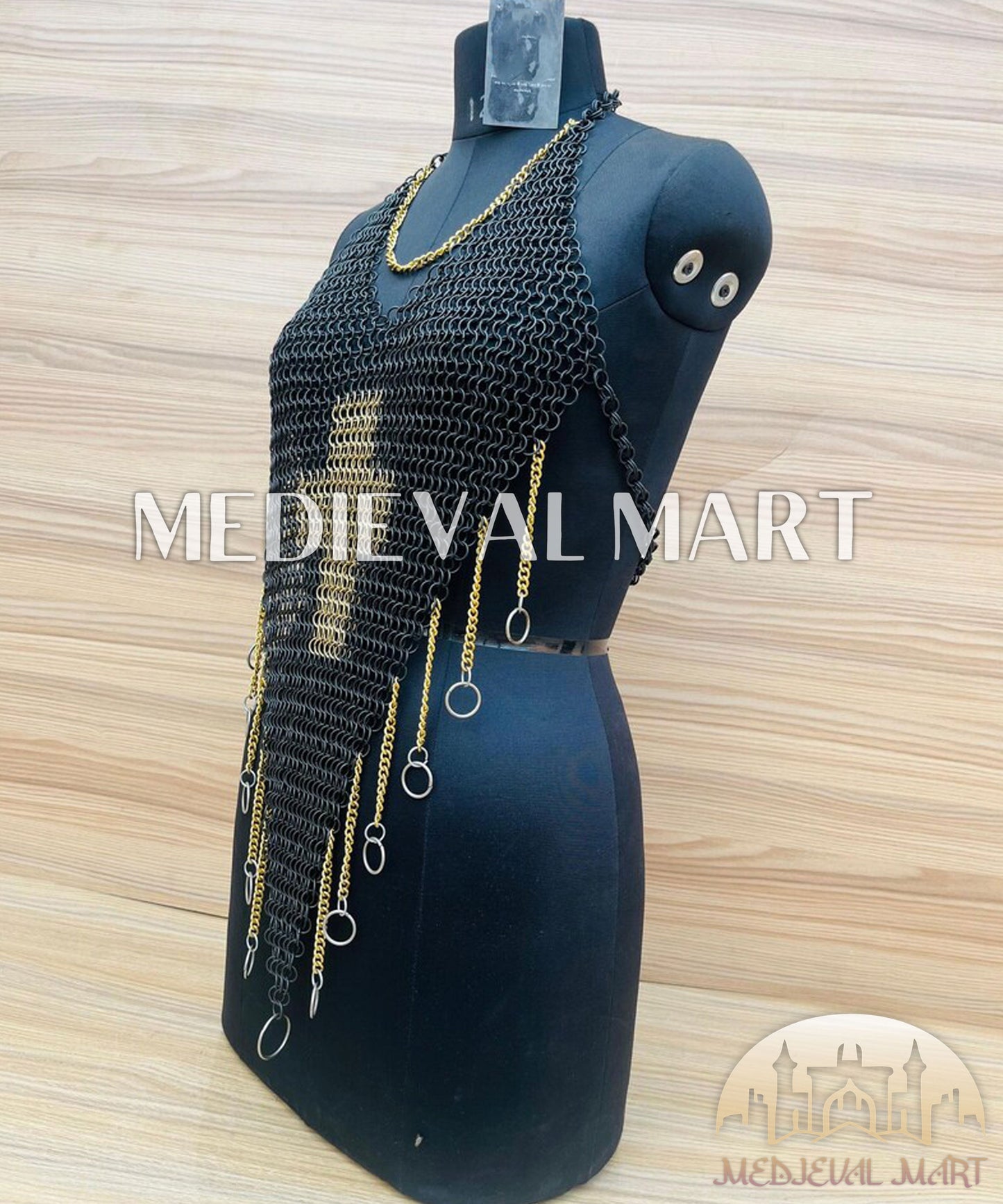 MEDIEVALMART FR Bouclier Viking Iconique Valhalla Noir/Gris – Ivar le Désossé avec Pointes en Fer | Cadeau pour Papa